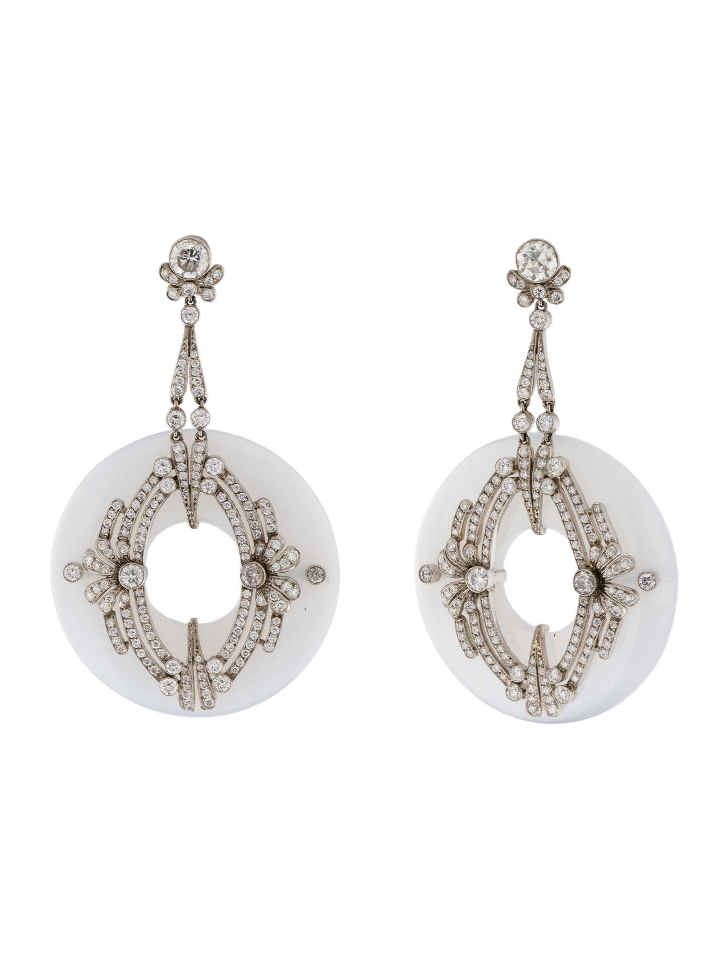 Earrings Platinum Chalcedony & Diamond Drop