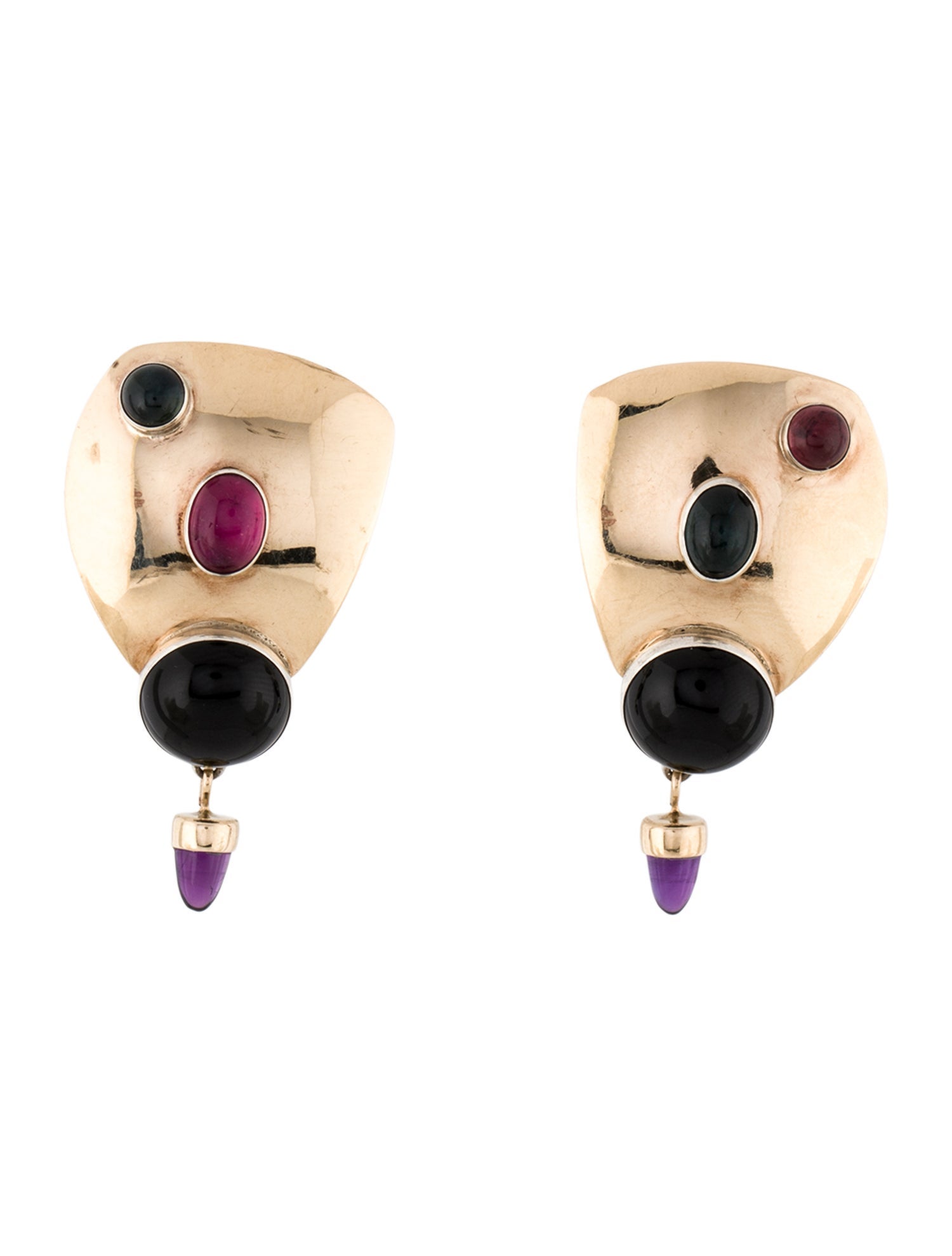 Earrings T.L. Wine 14K Multistone Modernist Drop