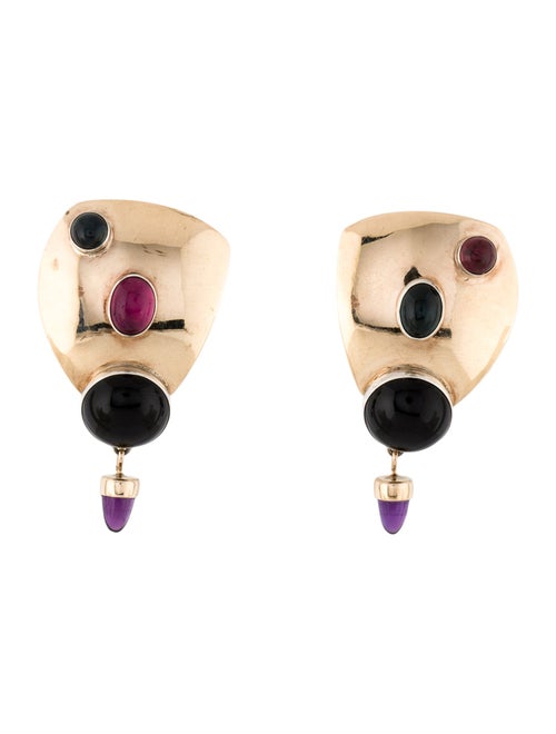 Earrings T.L. Wine 14K Multistone Modernist Drop Earrings