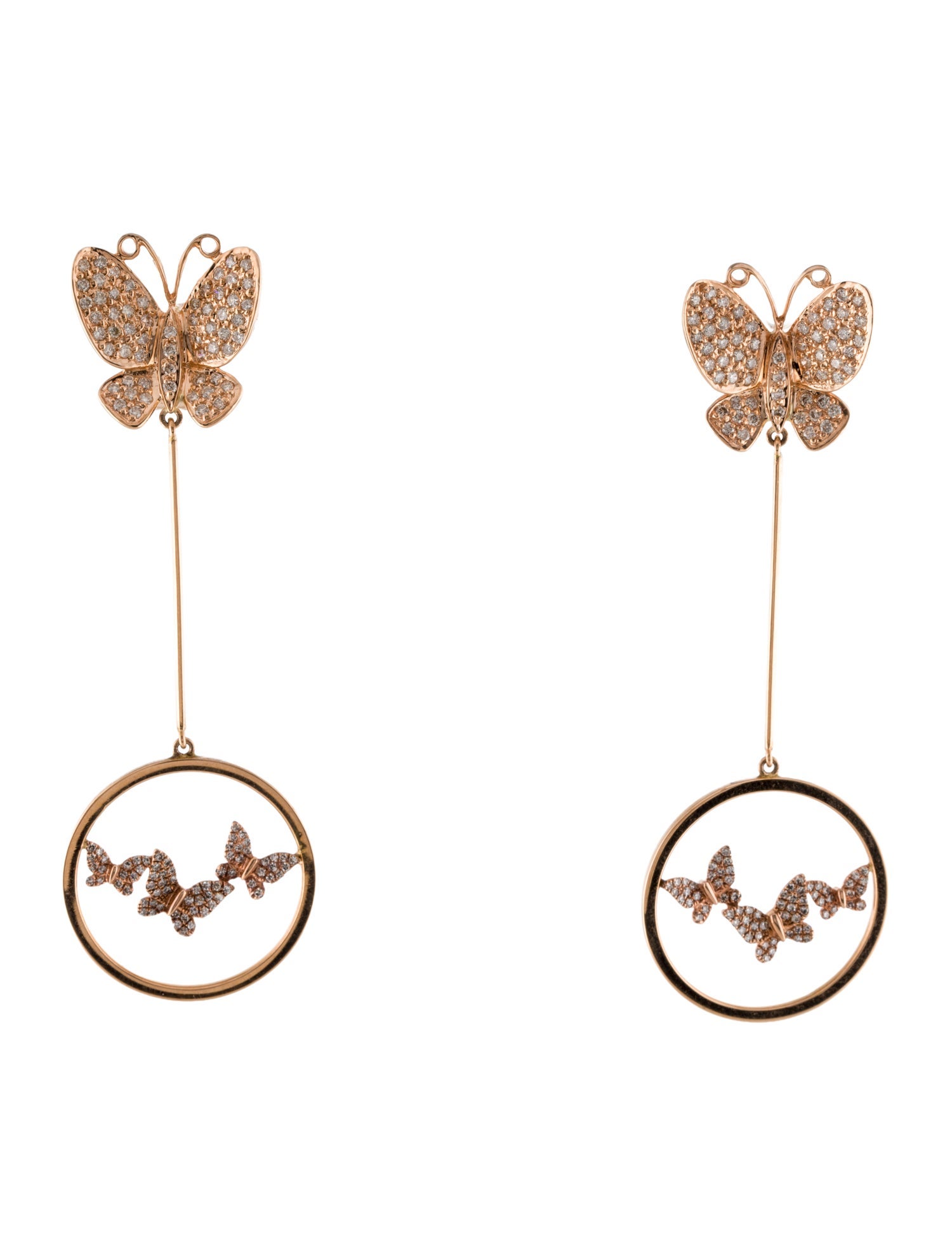 Earrings 14K Diamond Butterfly Drop