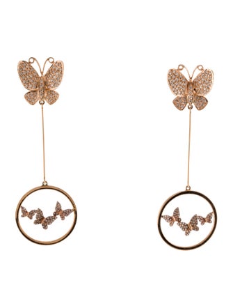 Earrings 14K Diamond Butterfly Drop Earrings