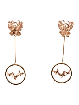 Earrings 14K Diamond Butterfly Drop Earrings
