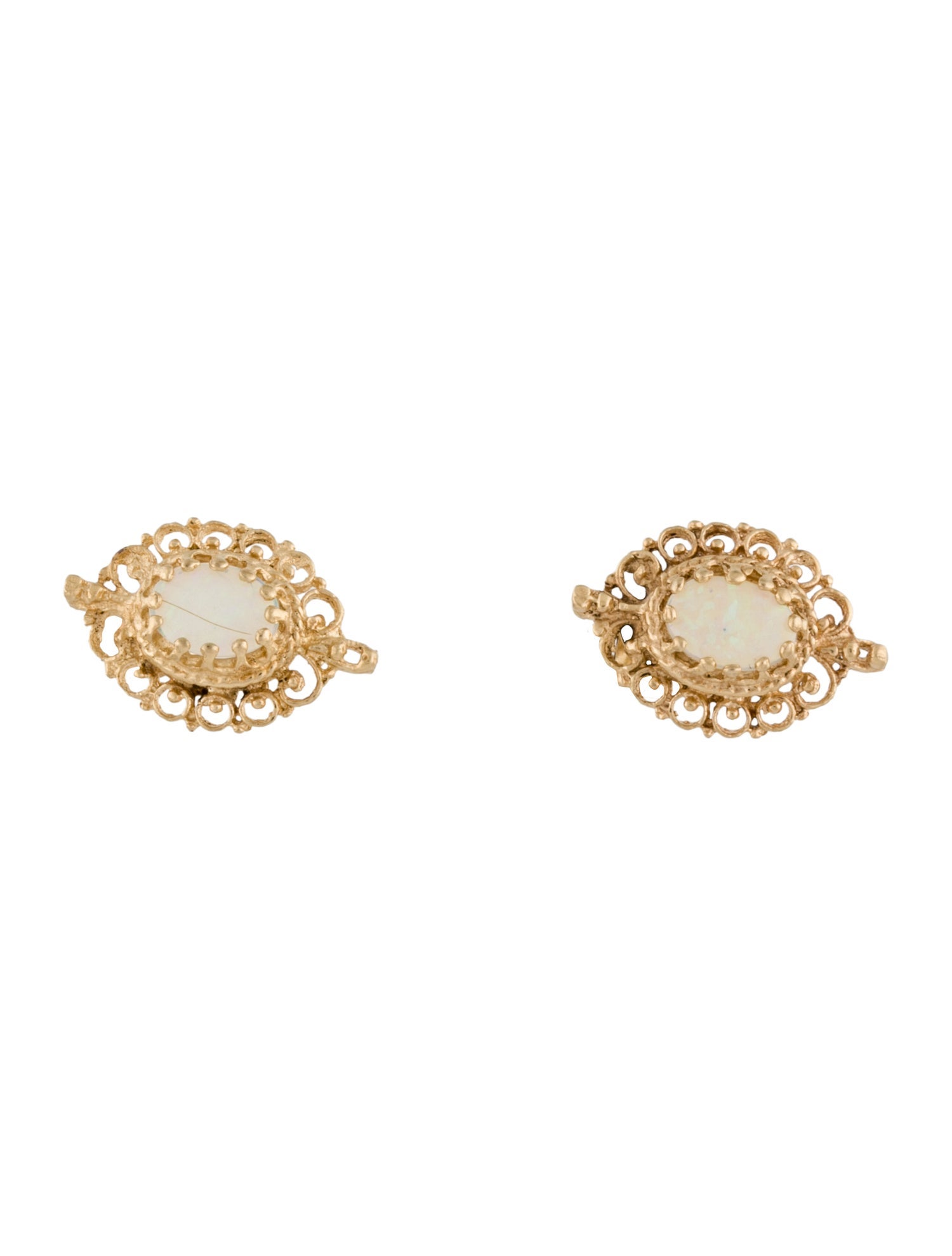 Earrings 14K Opal Filigree Stud