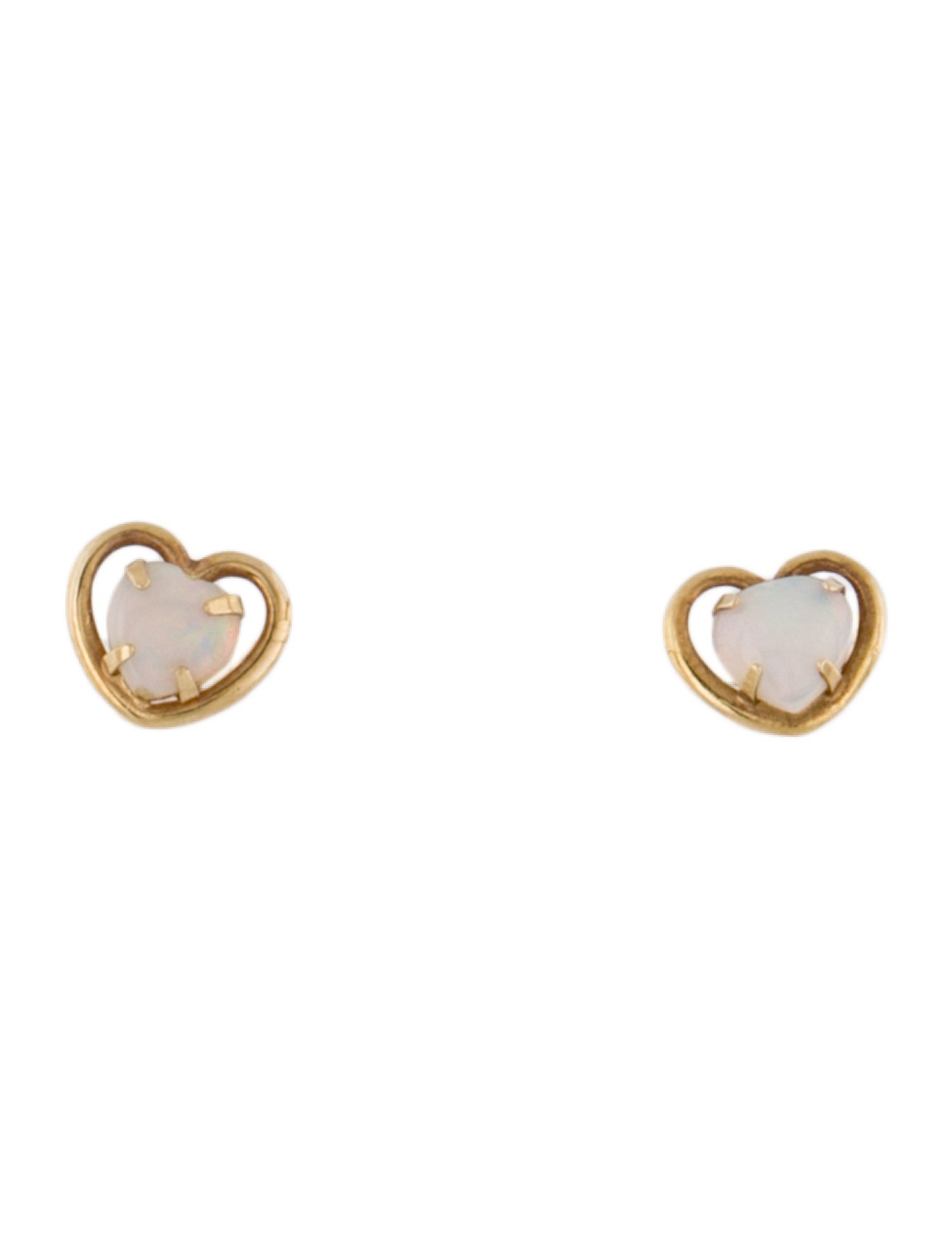Earrings 14K Opal Heart Stud