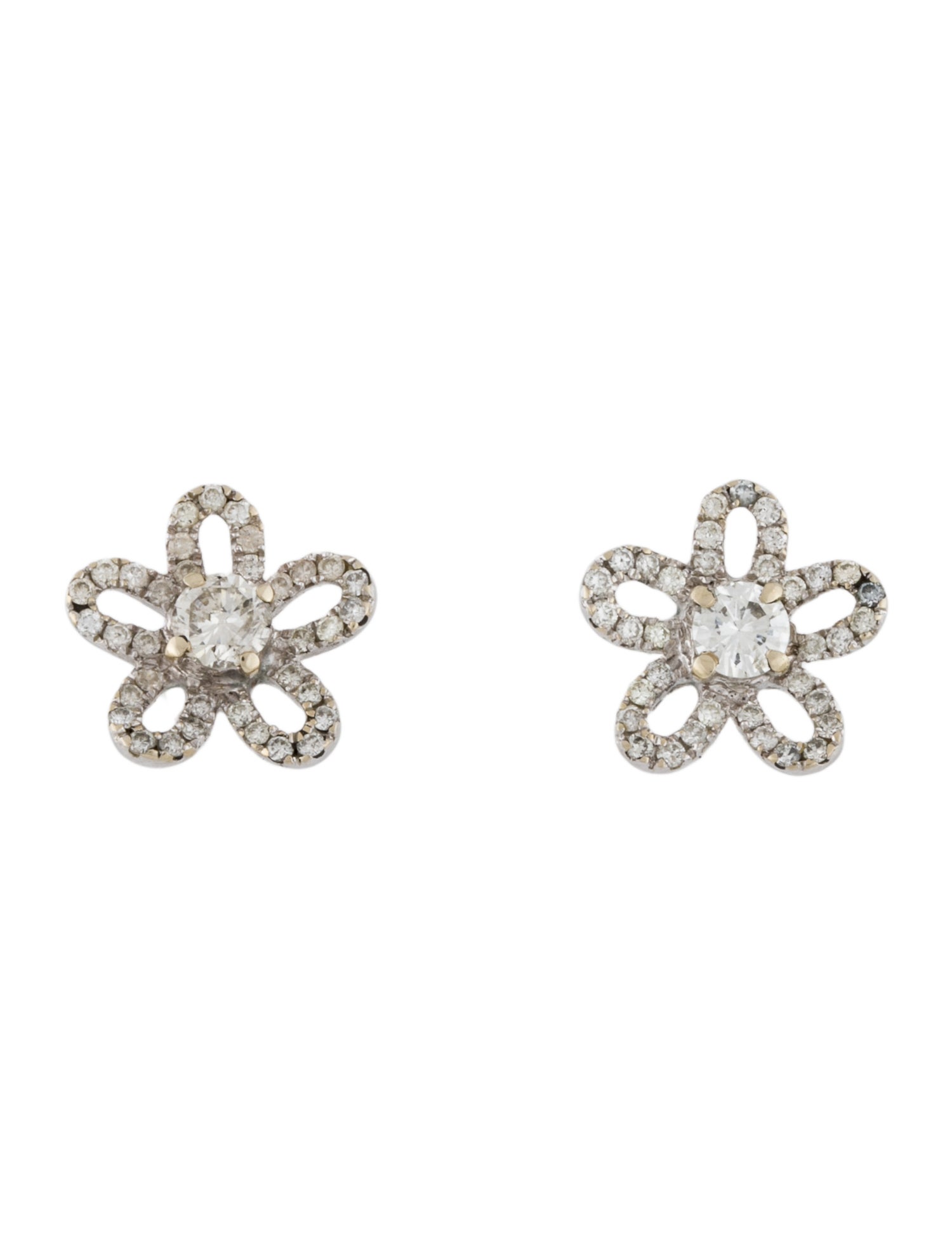 Earrings 18K Diamond Flower Stud