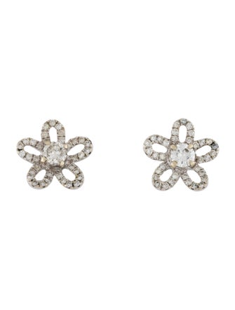 Earrings 18K Diamond Flower Stud Earrings