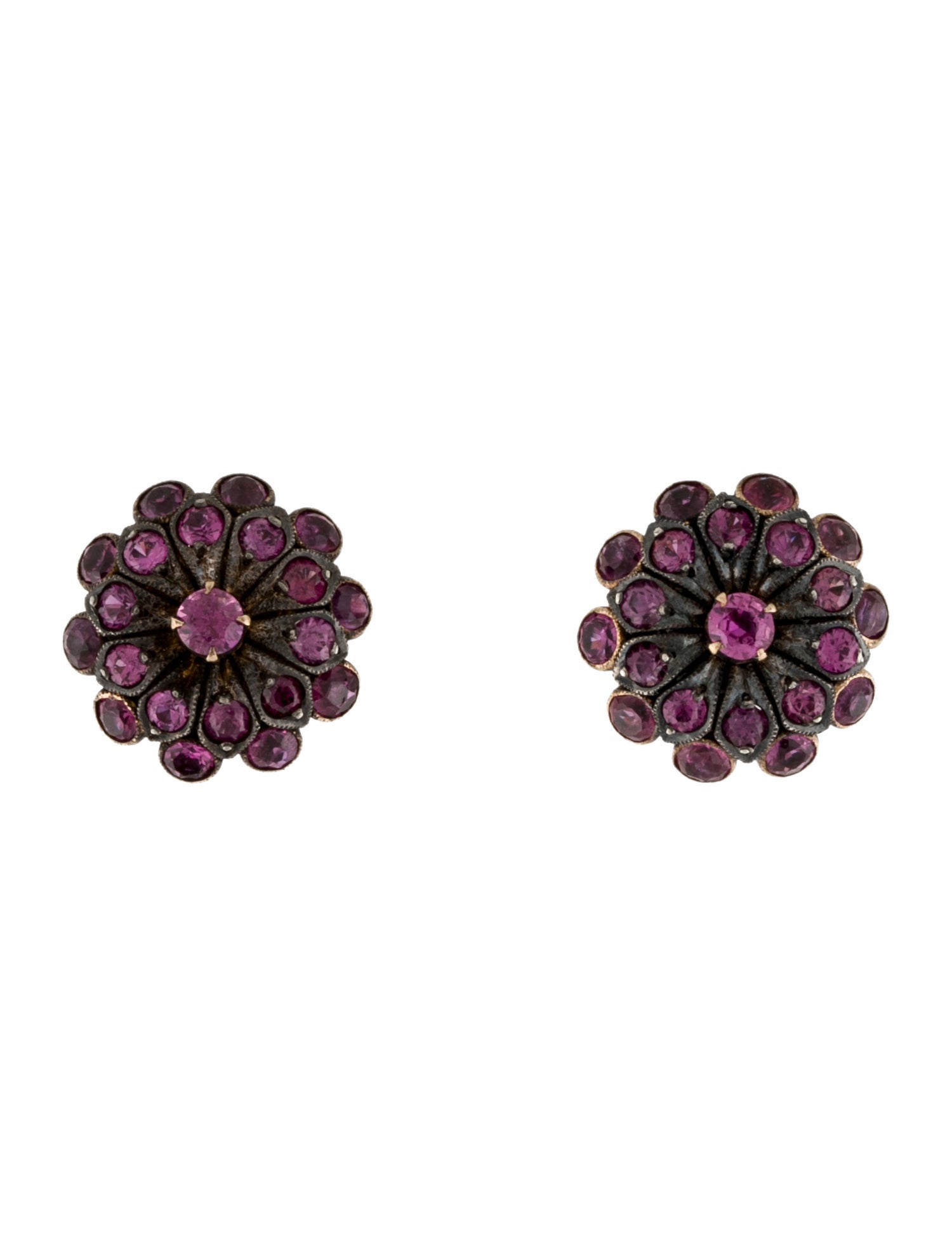 Earrings Vintage Ruby Cluster Clip-On