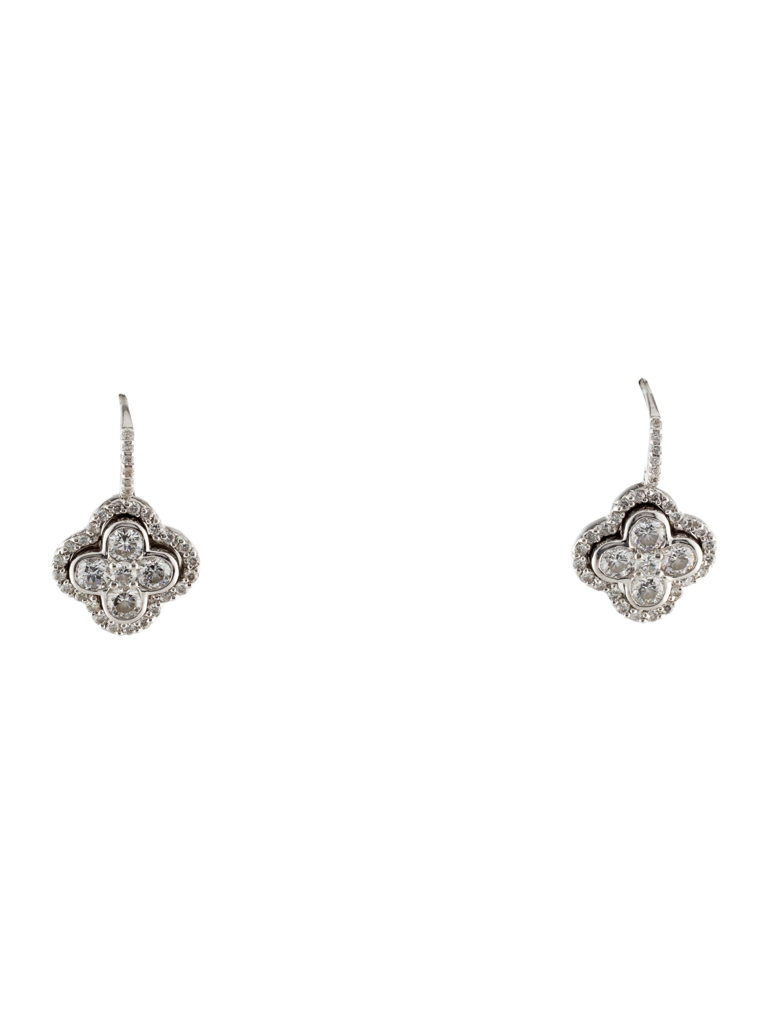 Earrings 14K 1.94ctw Diamond Clover Drop