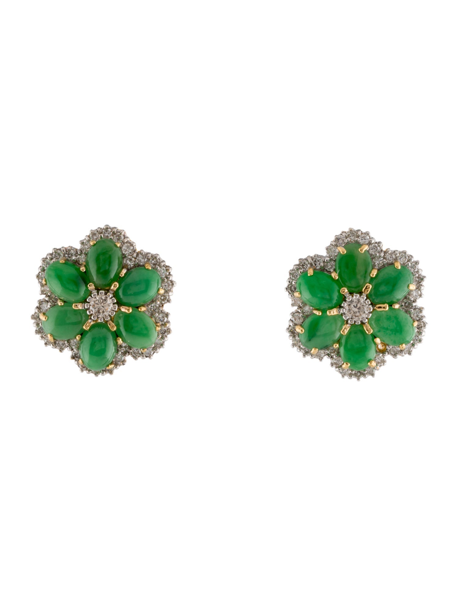 Earrings 18K Jadeite & Diamond Earclip Earrings