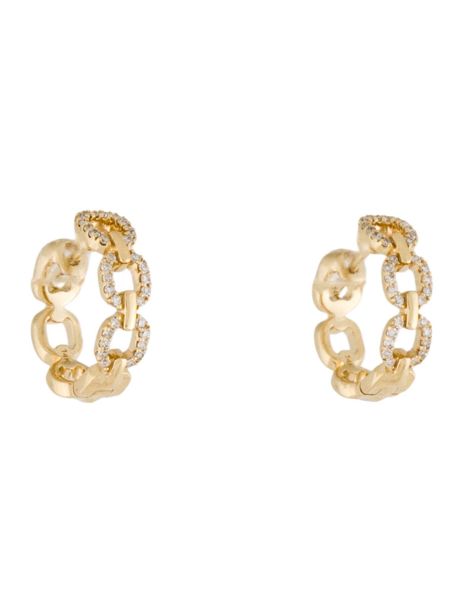 Earrings 14K Diamond Chain Link Hoop