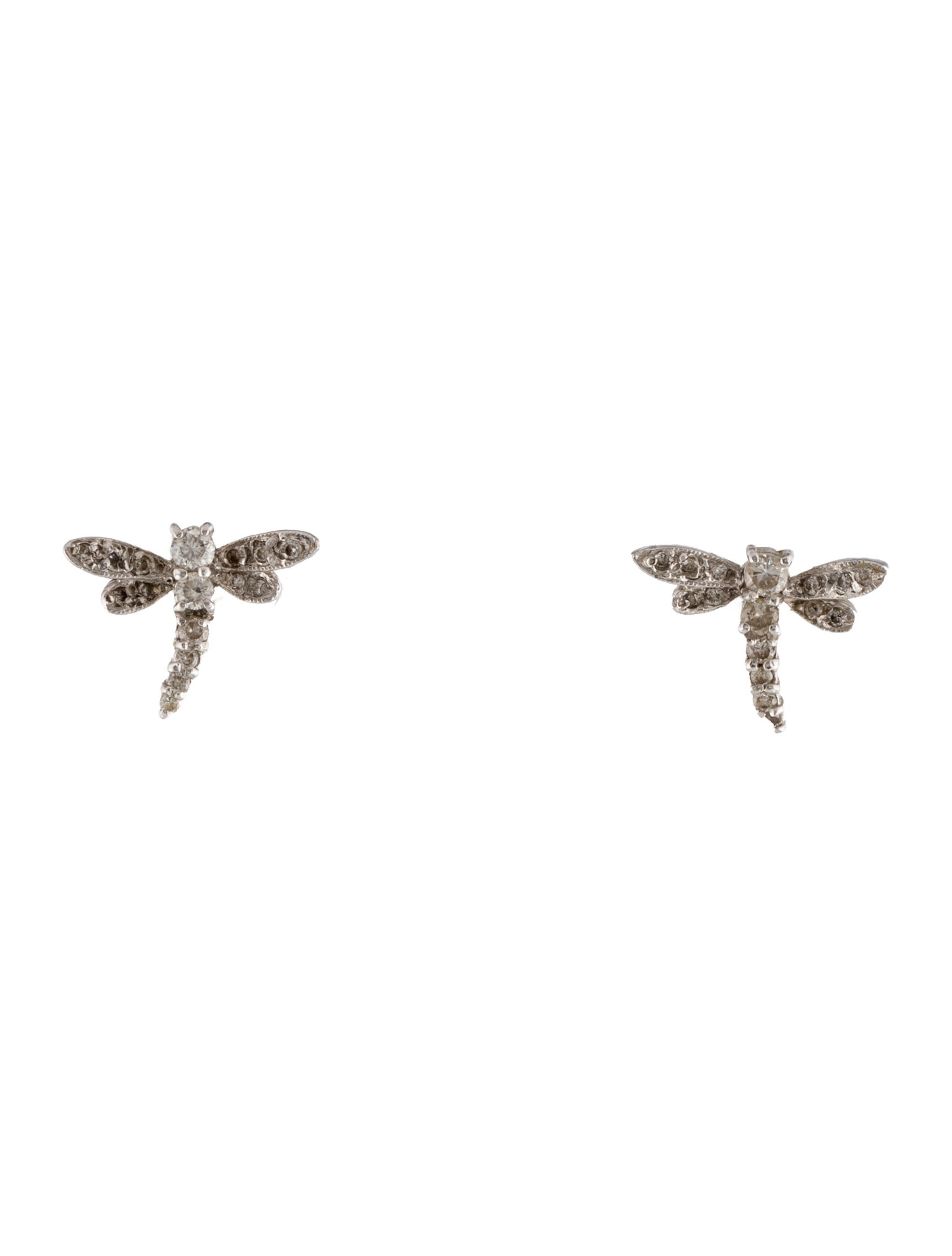 Earrings 18K Diamond Dragonfly Stud Earrings