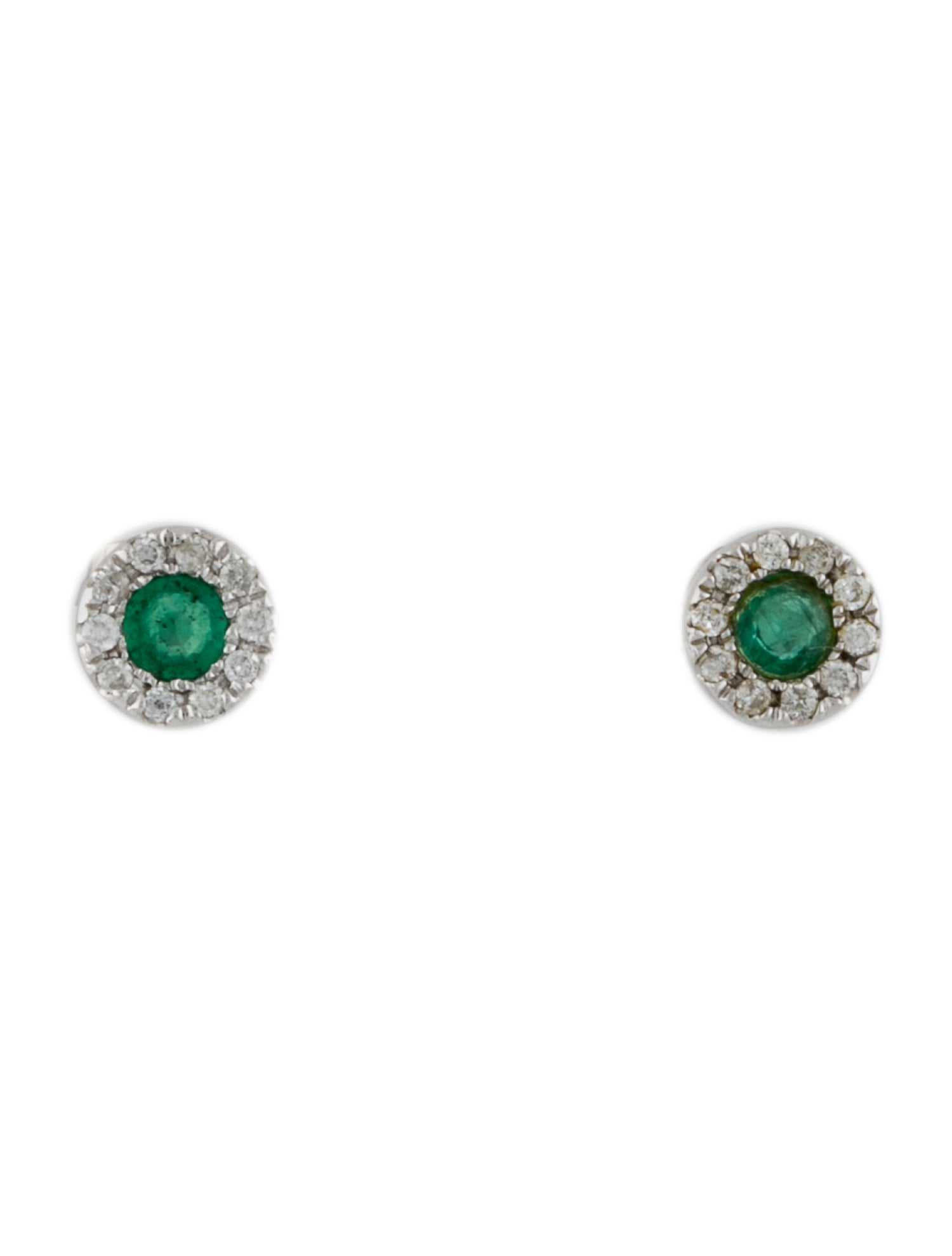 Earrings 14K Emerald & Diamond Stud
