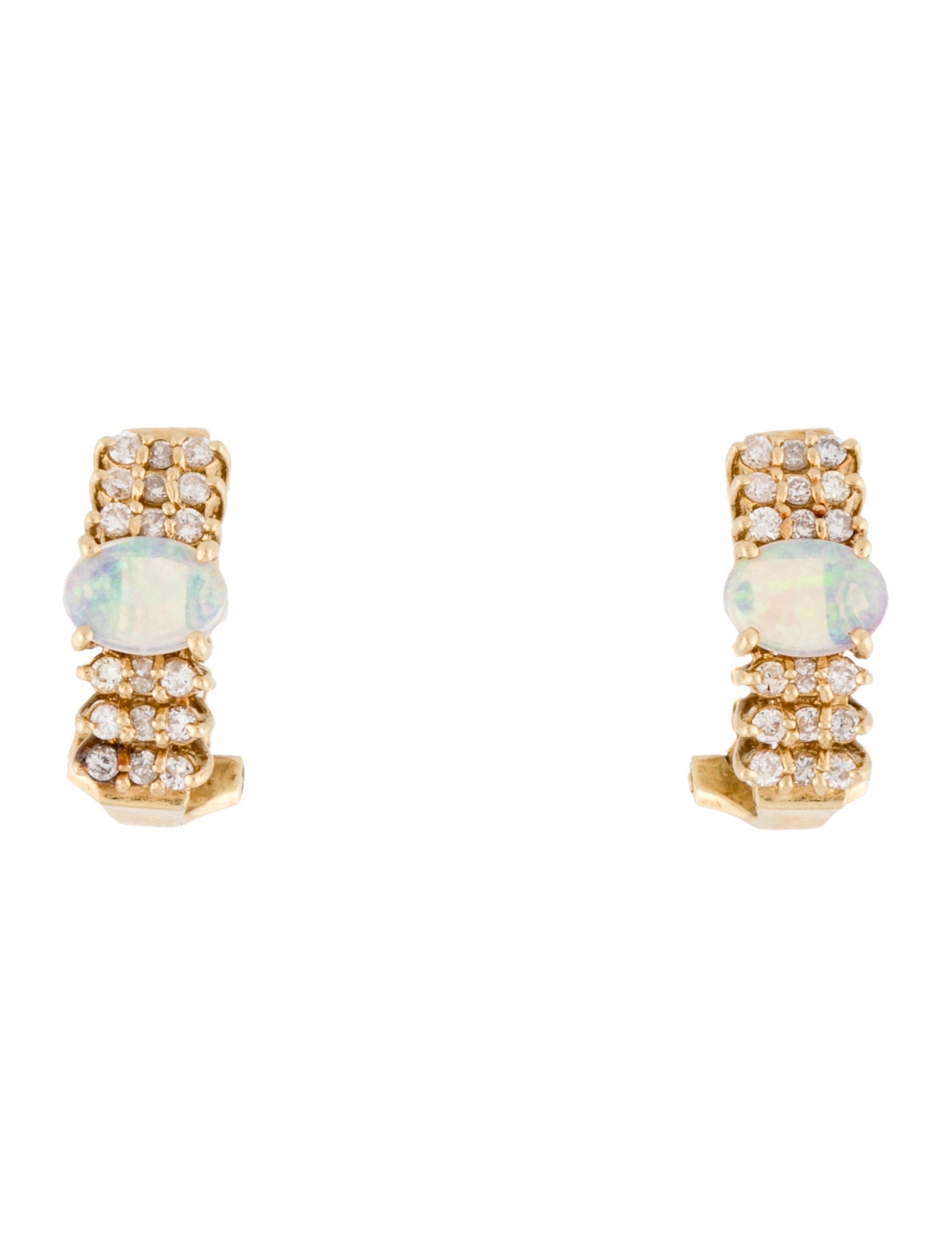 Earrings 14K Opal & Diamond Earclips