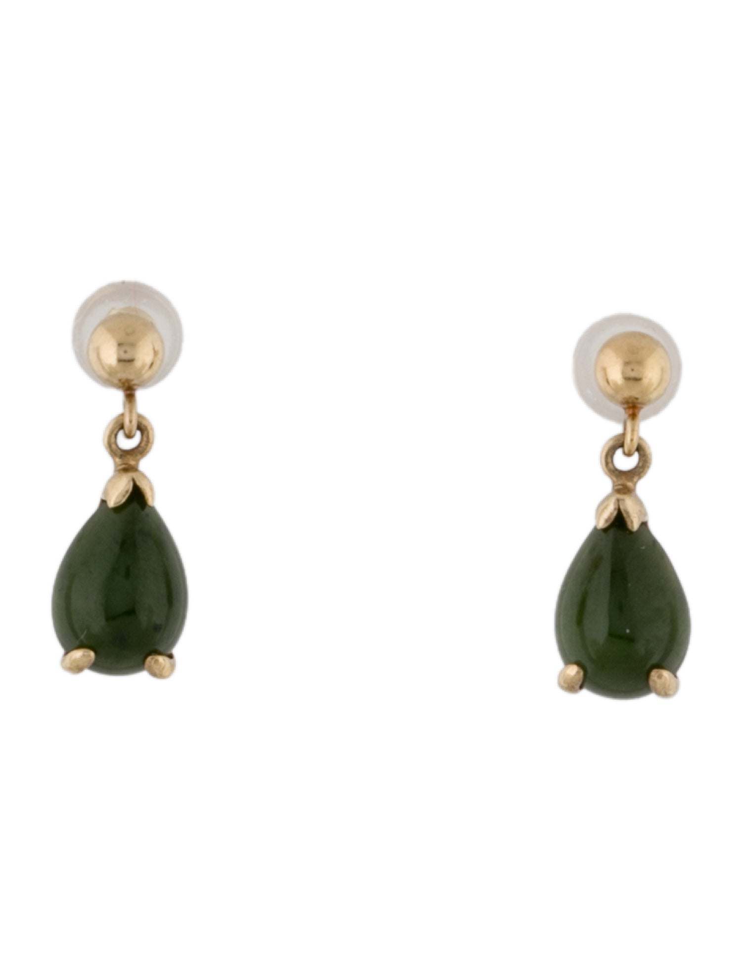 Earrings 14K Nephrite Drop