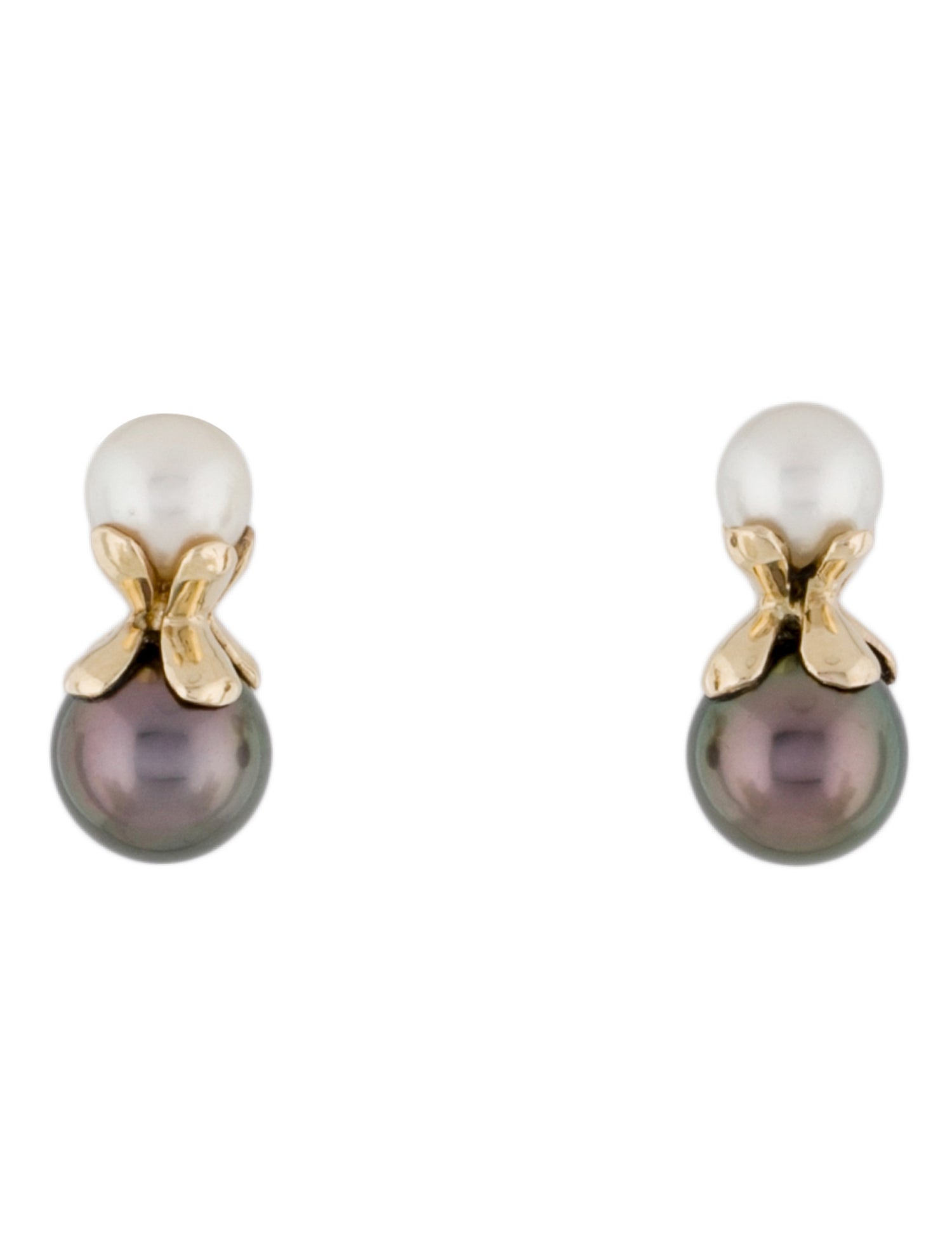 Earrings 14K Cultured Pearl Stacked Drop