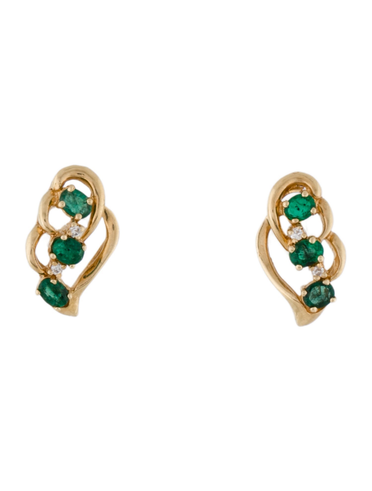 Earrings 14K Emerald & Diamond Studs
