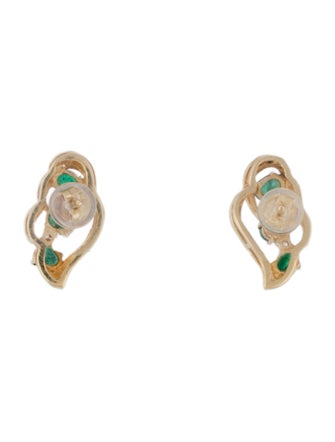 Earrings 14K Emerald & Diamond Studs