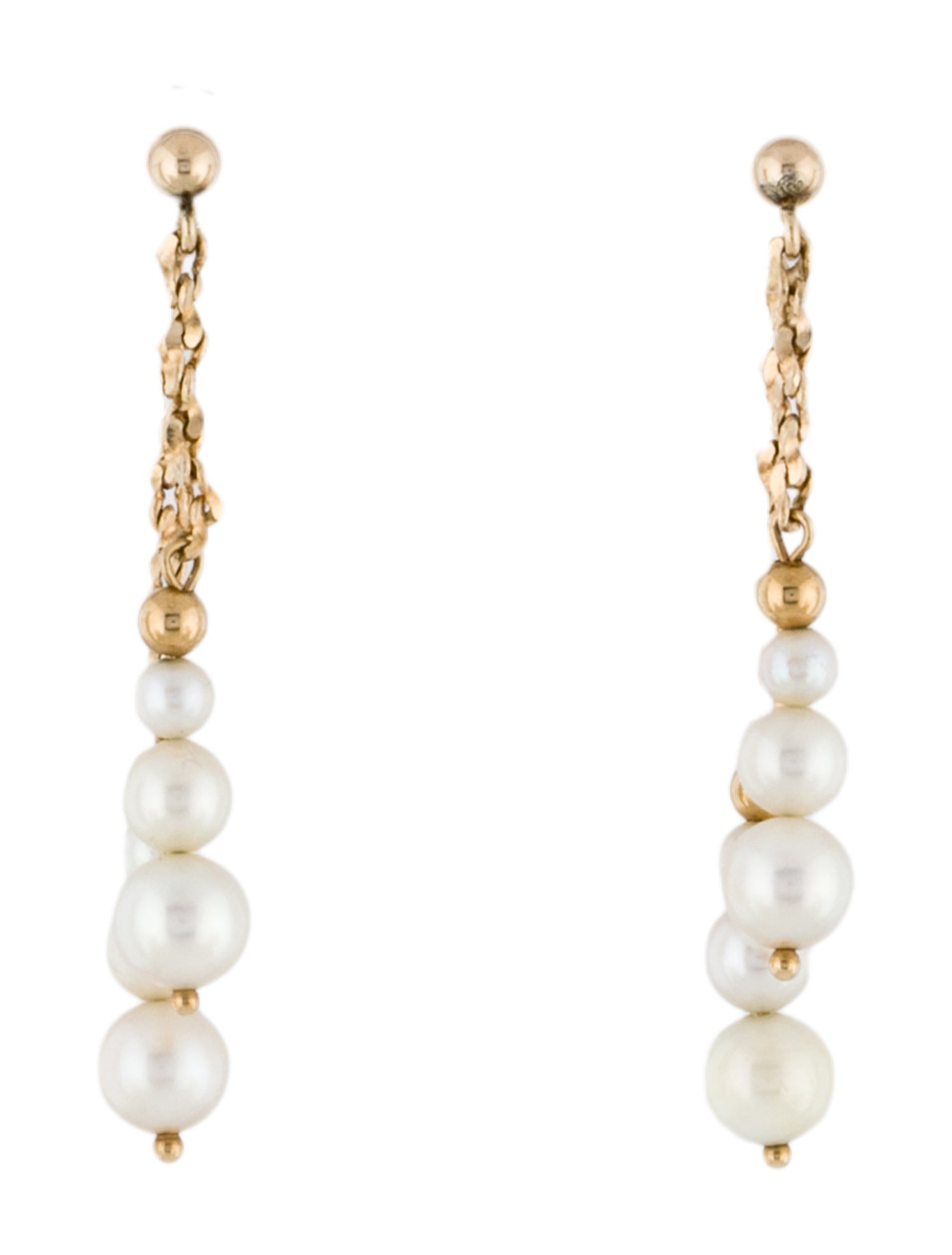 Earrings 14K Cultured Pearl Double Drop