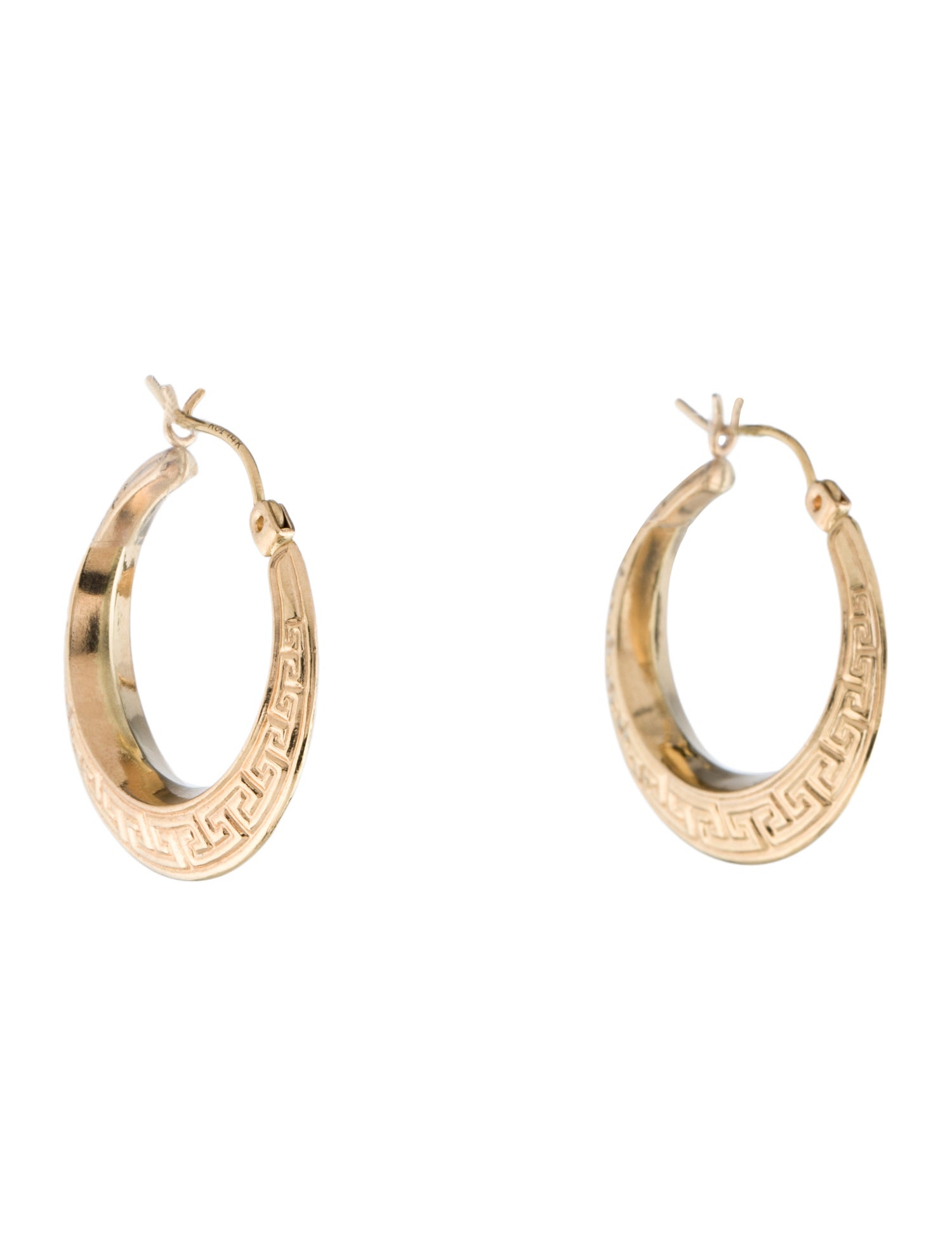 Earrings 14K Hollow Hoop Engraved