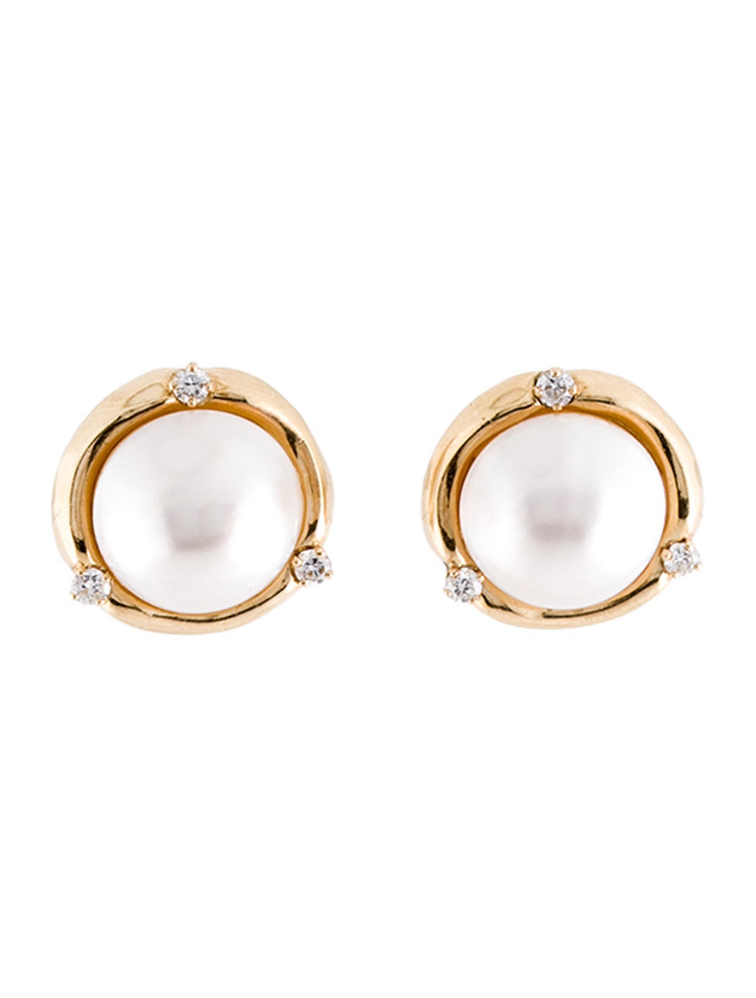 Earrings 14K Cultured Pearl & Diamond Earclips