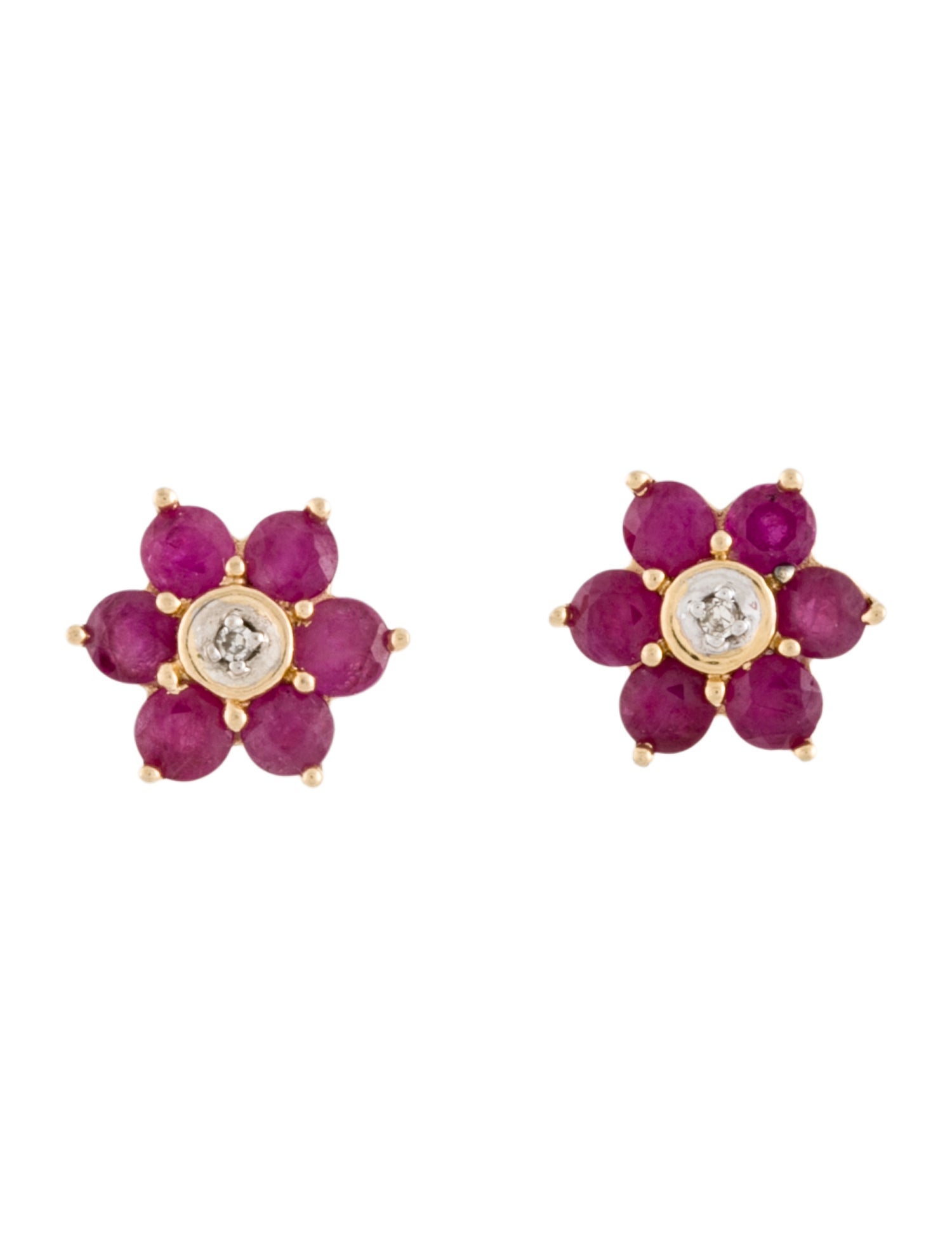 Earrings 14K Ruby & Diamond Stud