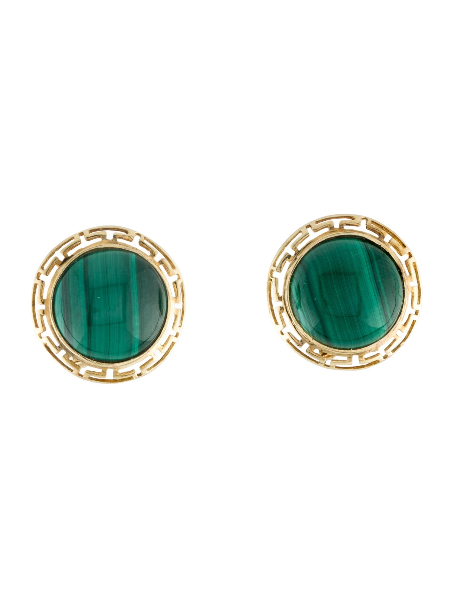 Earrings 14K Malachite Stud