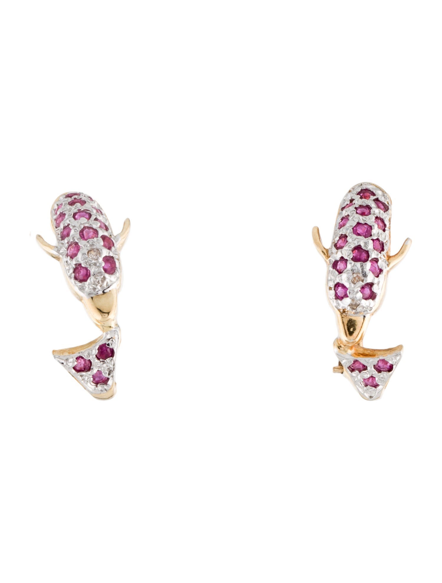 Earrings 14K Diamond And Ruby