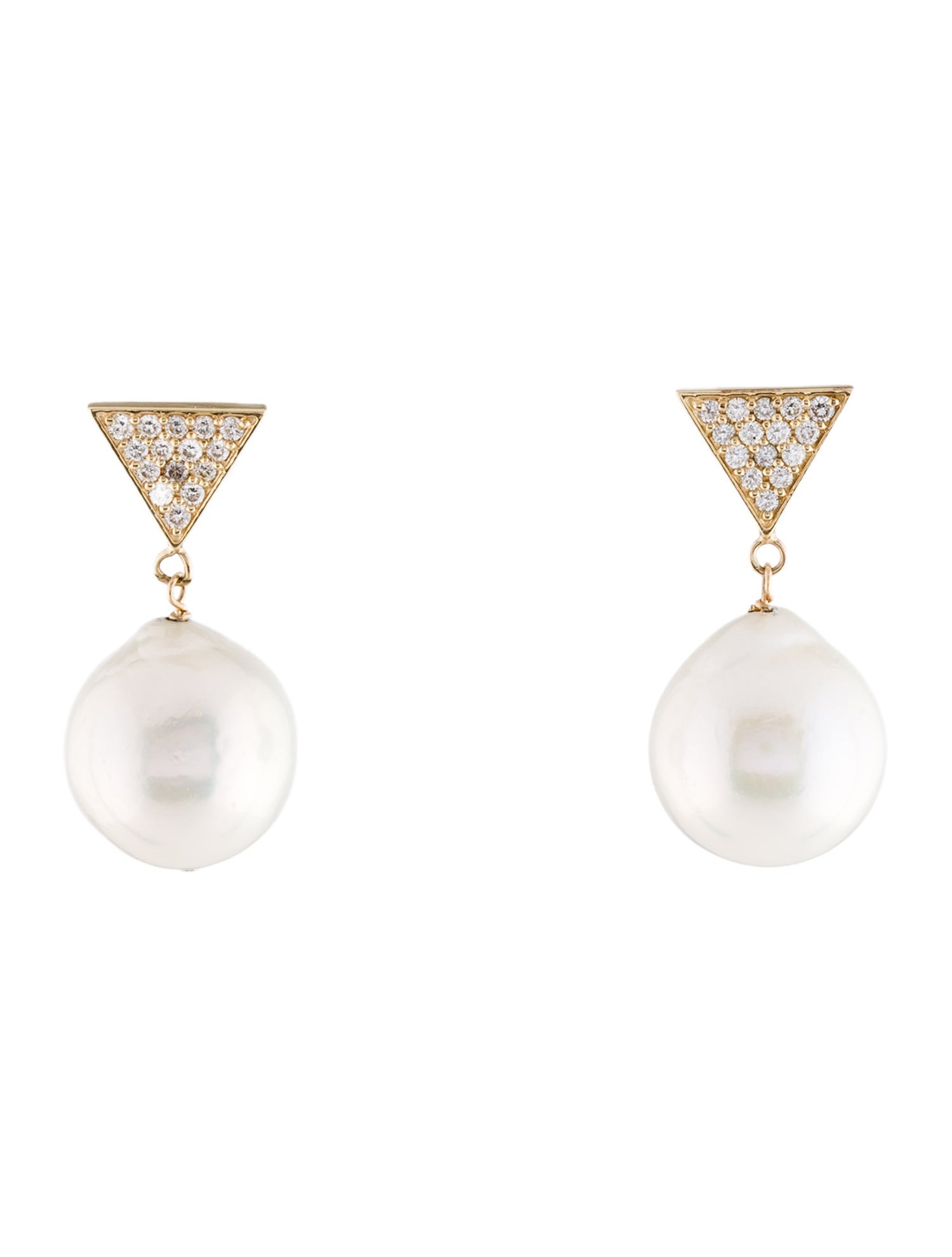 Earrings 14K Diamond & Pearl Drop