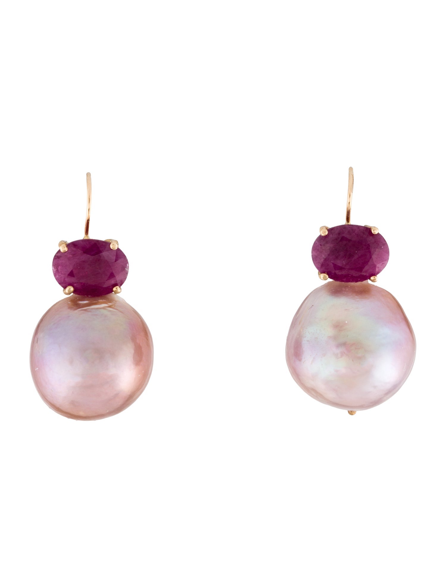 Earrings 14K Pearl & 2.56ctw Ruby Drop