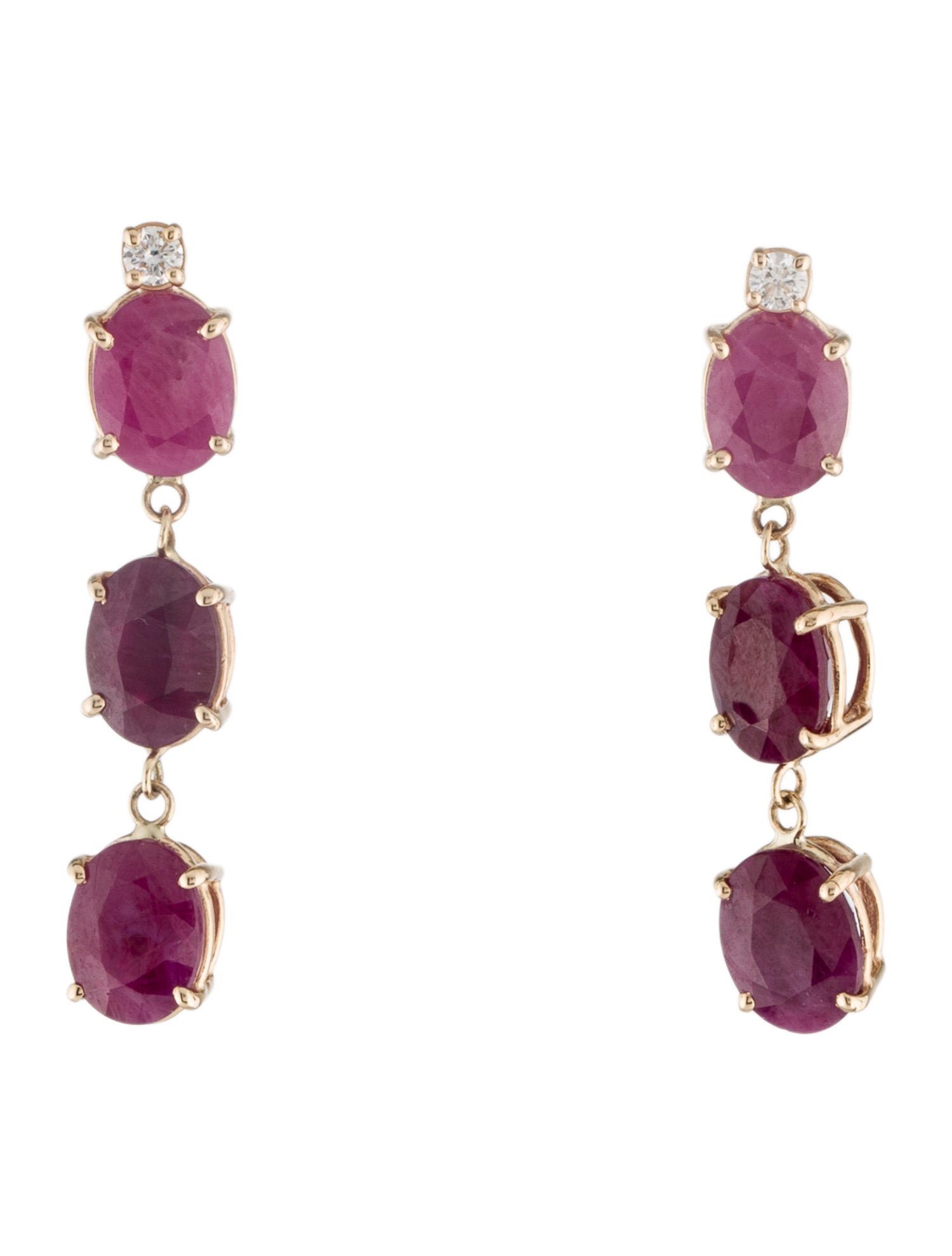 Earrings 14K 10.02ctw Ruby & Diamond Drop