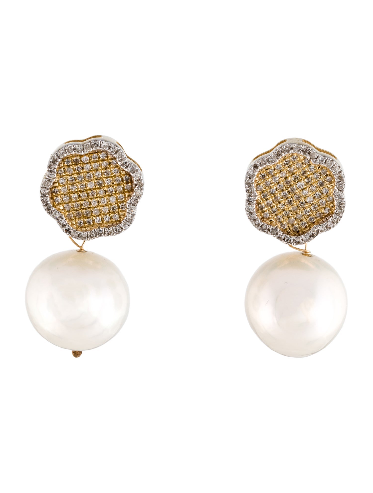 Earrings 14K Pearl & Diamond Drop