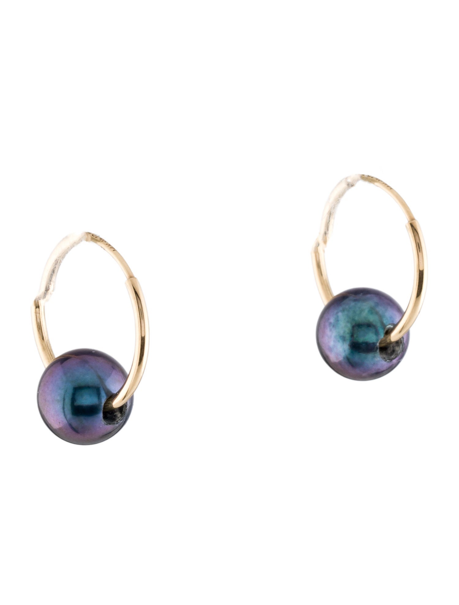 Earrings 14K Dyed Pearl Hoop