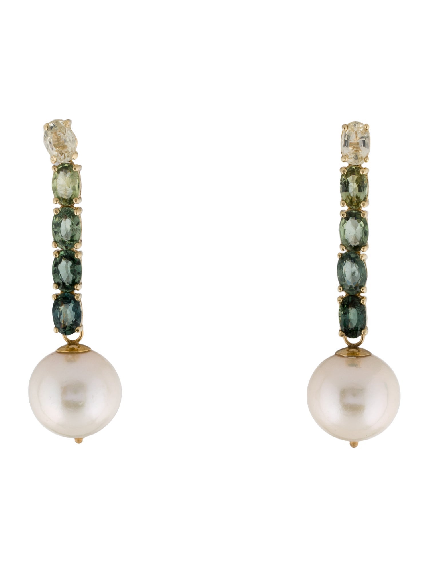 Earrings 14K Pearl & 4.34ctw Sapphire Convertible Drop