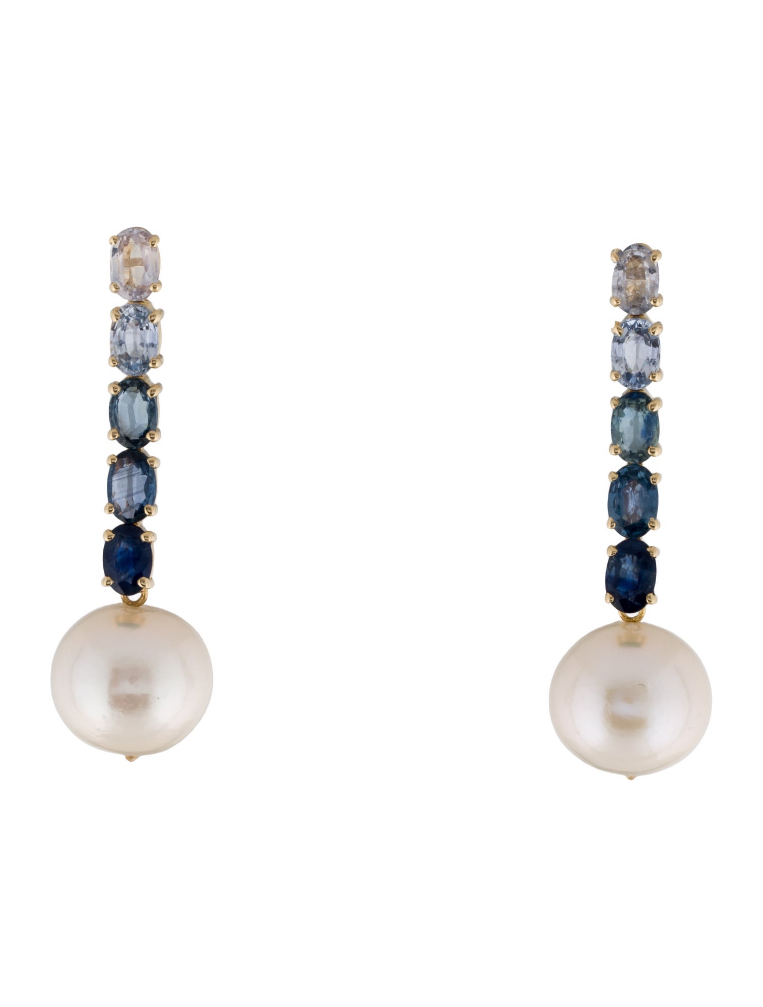 Earrings 14K Pearl & 4.34ctw Sapphire Convertible Drop