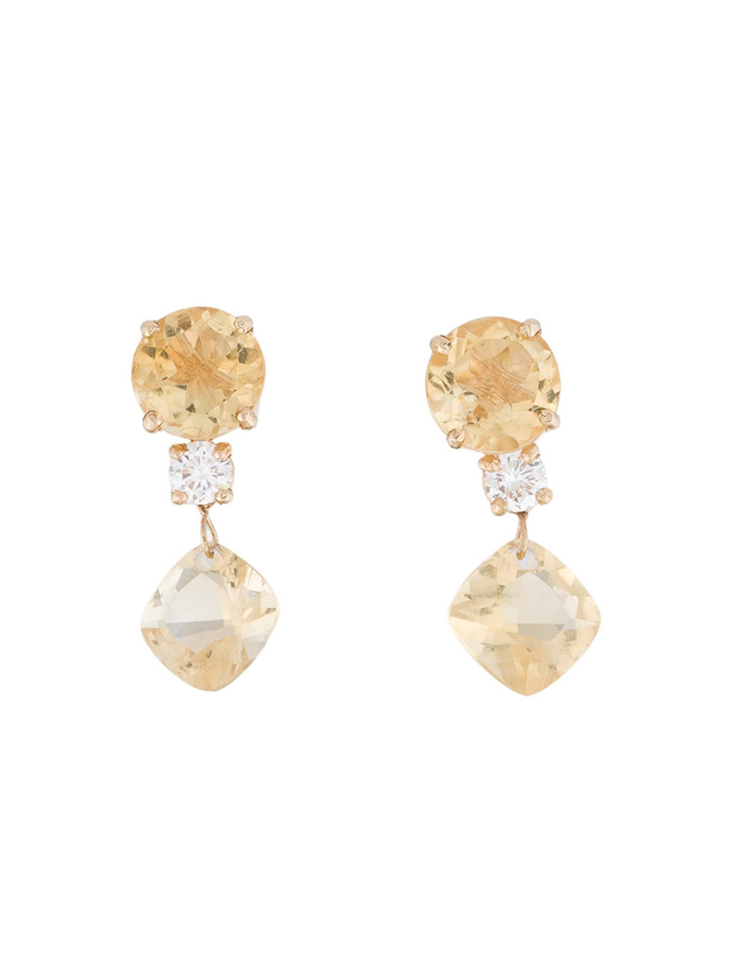 Earrings 14K Citrine & Lab-Grown Diamond Drop