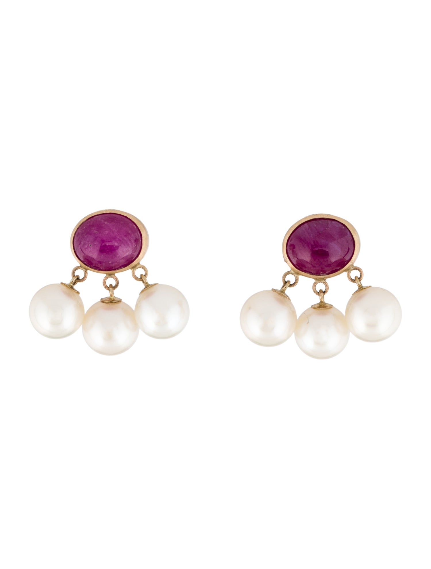 Earrings Xalou 14K Pearl & Ruby Drop Earrings