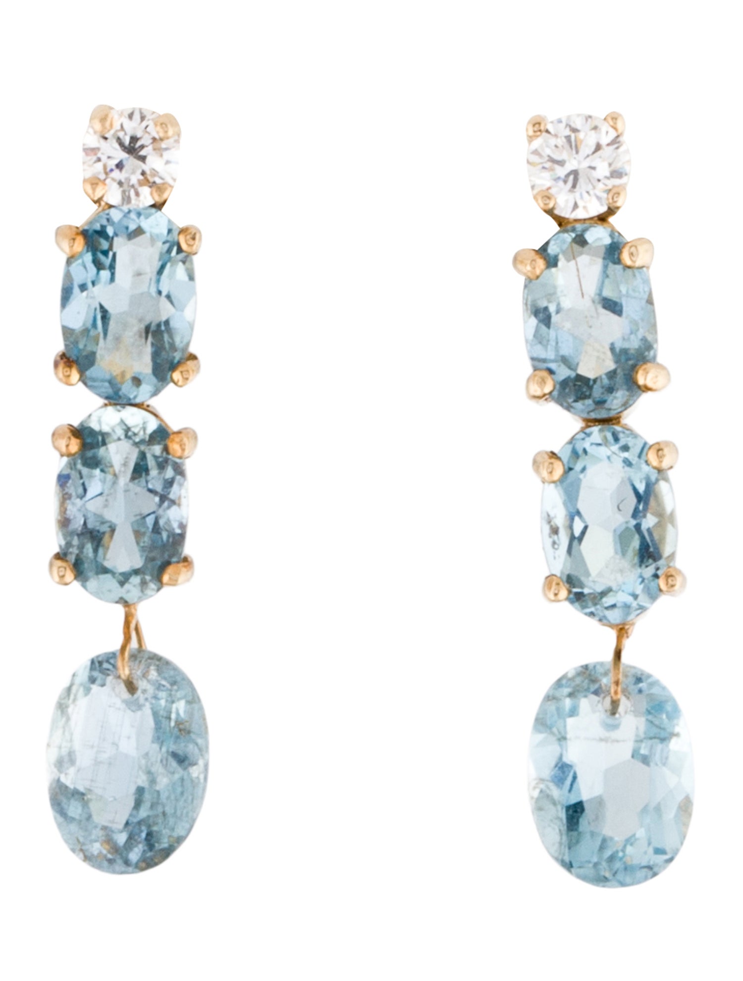Earrings 14K Diamond & Aquamarine Drop