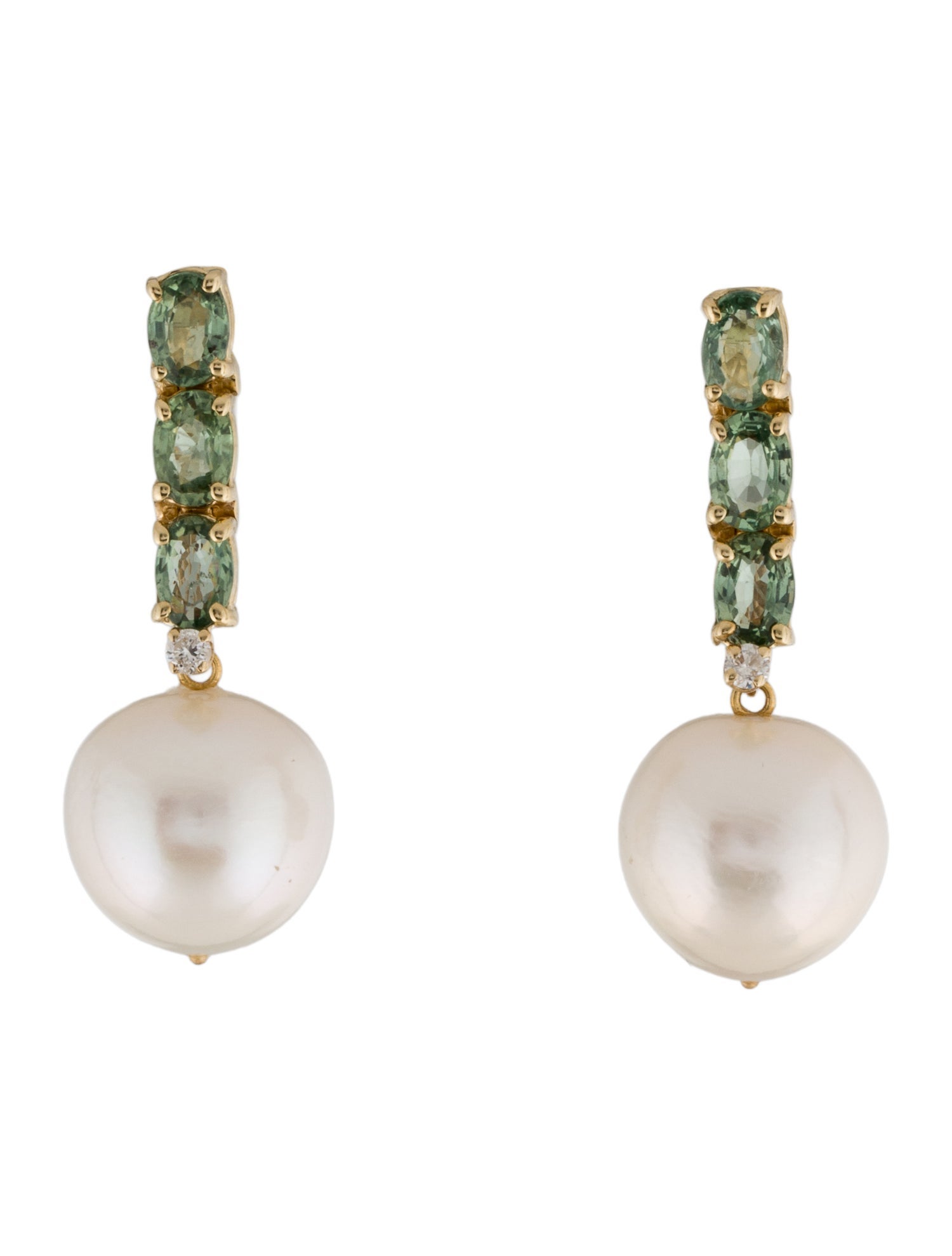Earrings Xalou 14K Pearl, Diamond, & Sapphire Convertible Drop
