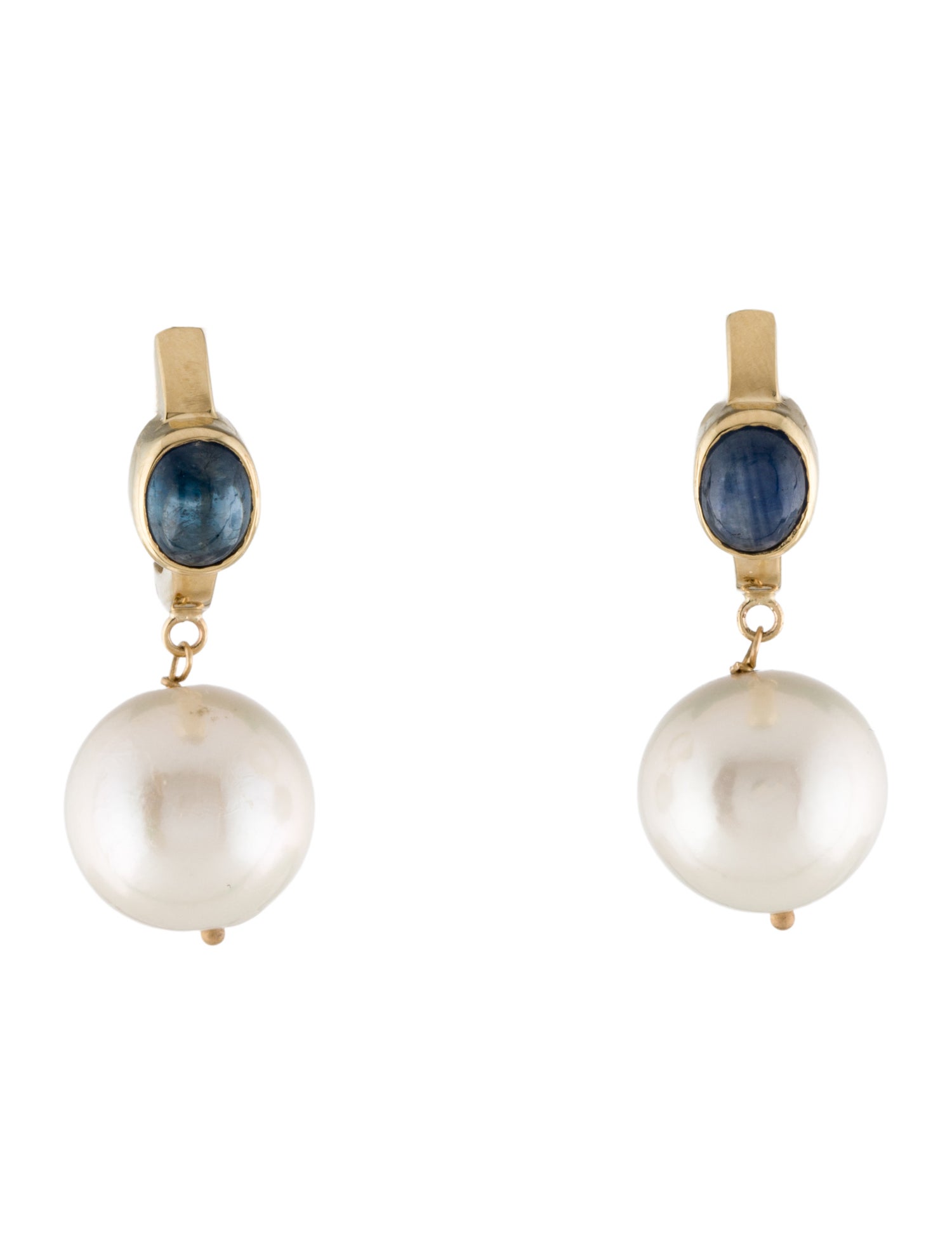 Earrings 14K Pearl & Sapphire Drop Earrings