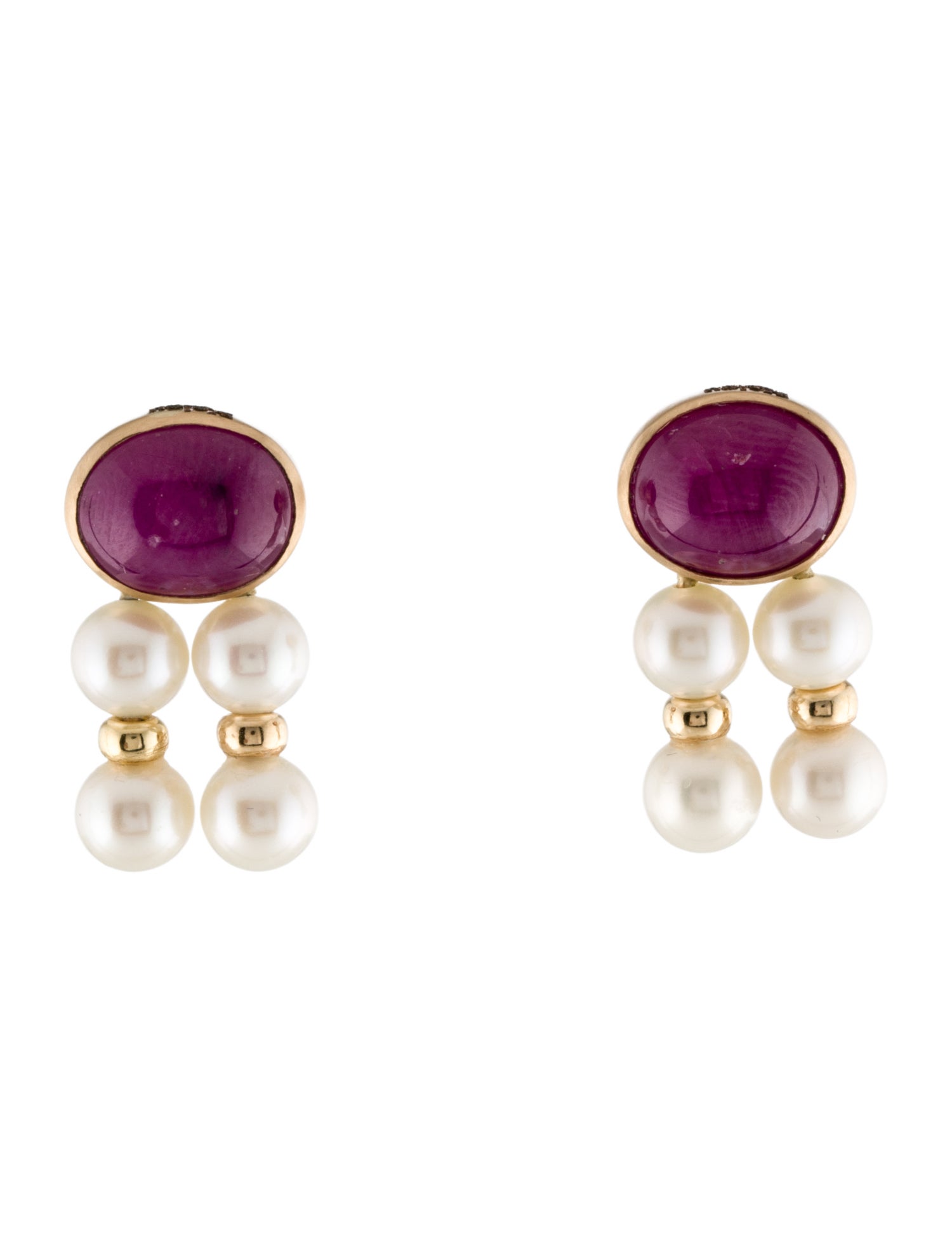 Earrings 14K Pearl & Ruby Drop Earrings