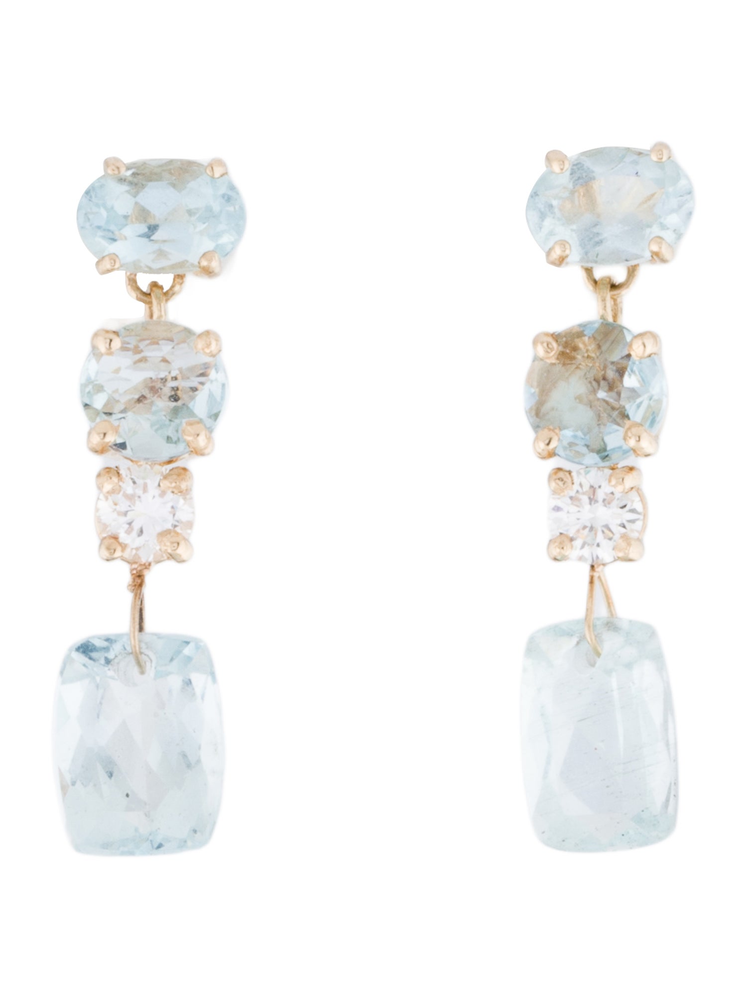 Earrings 14K Diamond & Aquamarine Drop