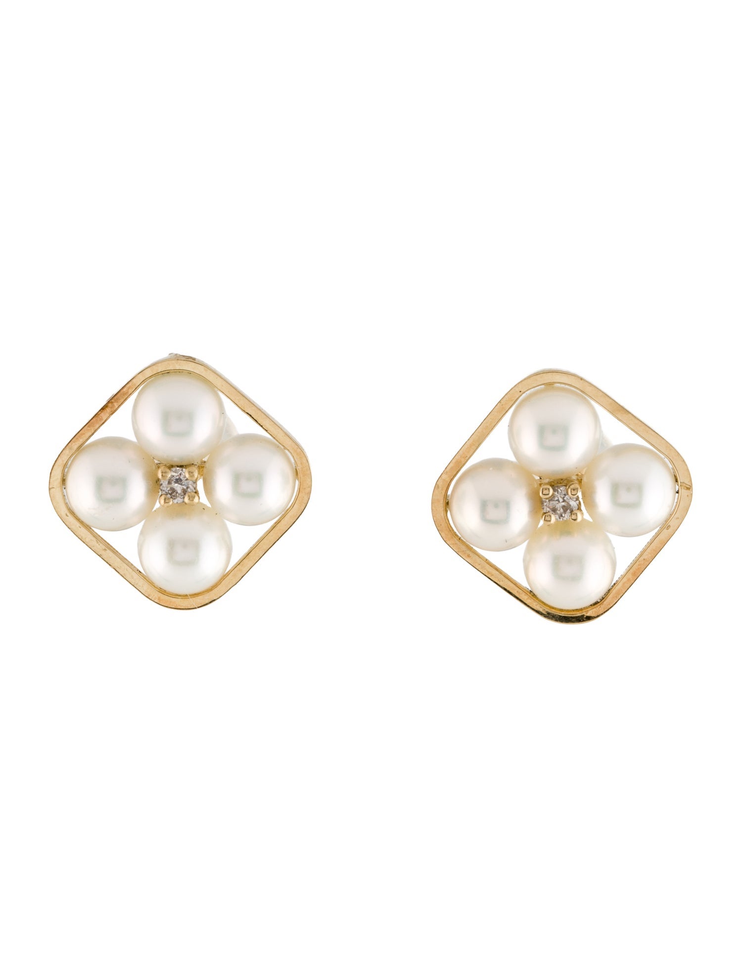Earrings 14K Pearl & Diamond Stud