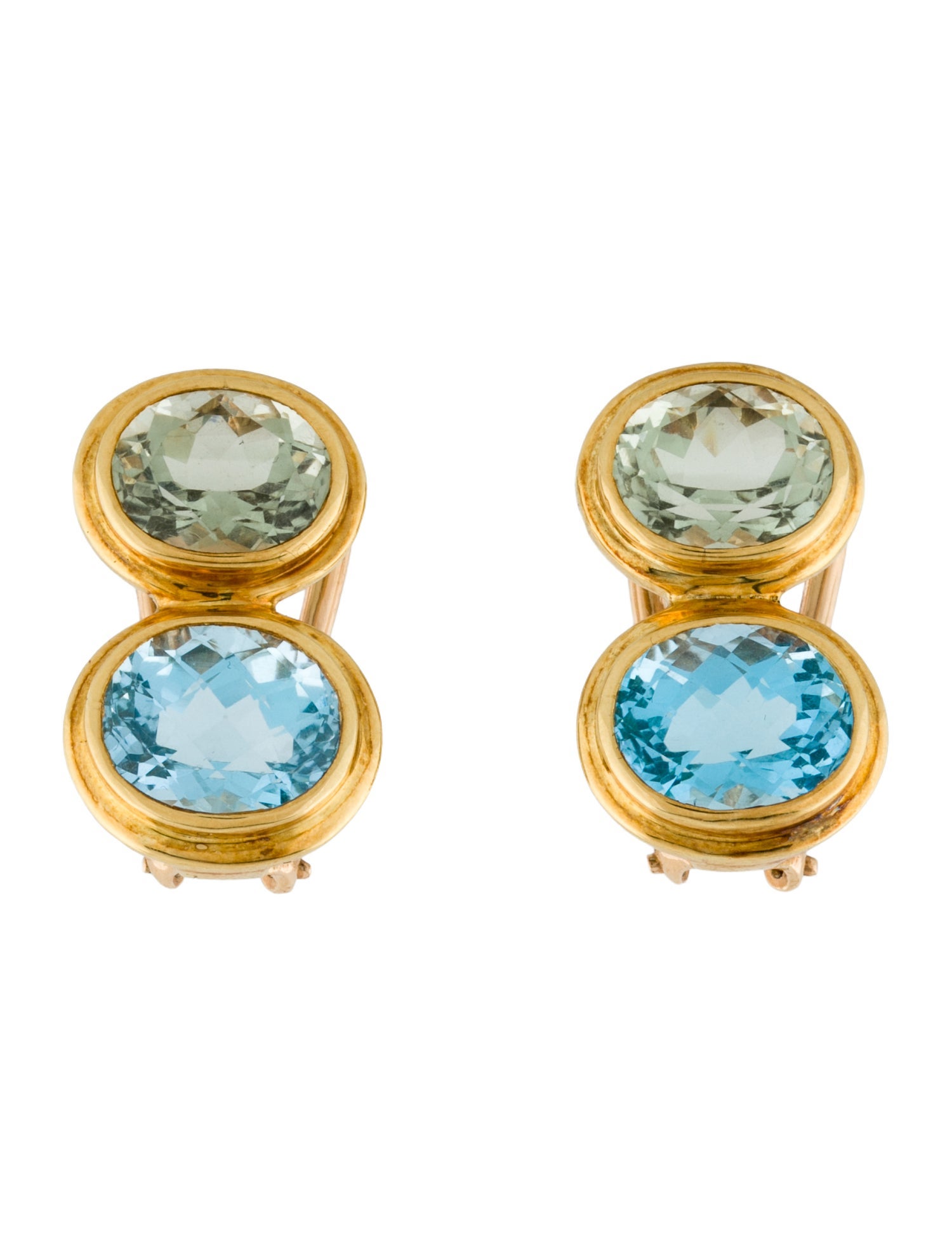 Earrings 18K Topaz & Prasiolite Clip-On