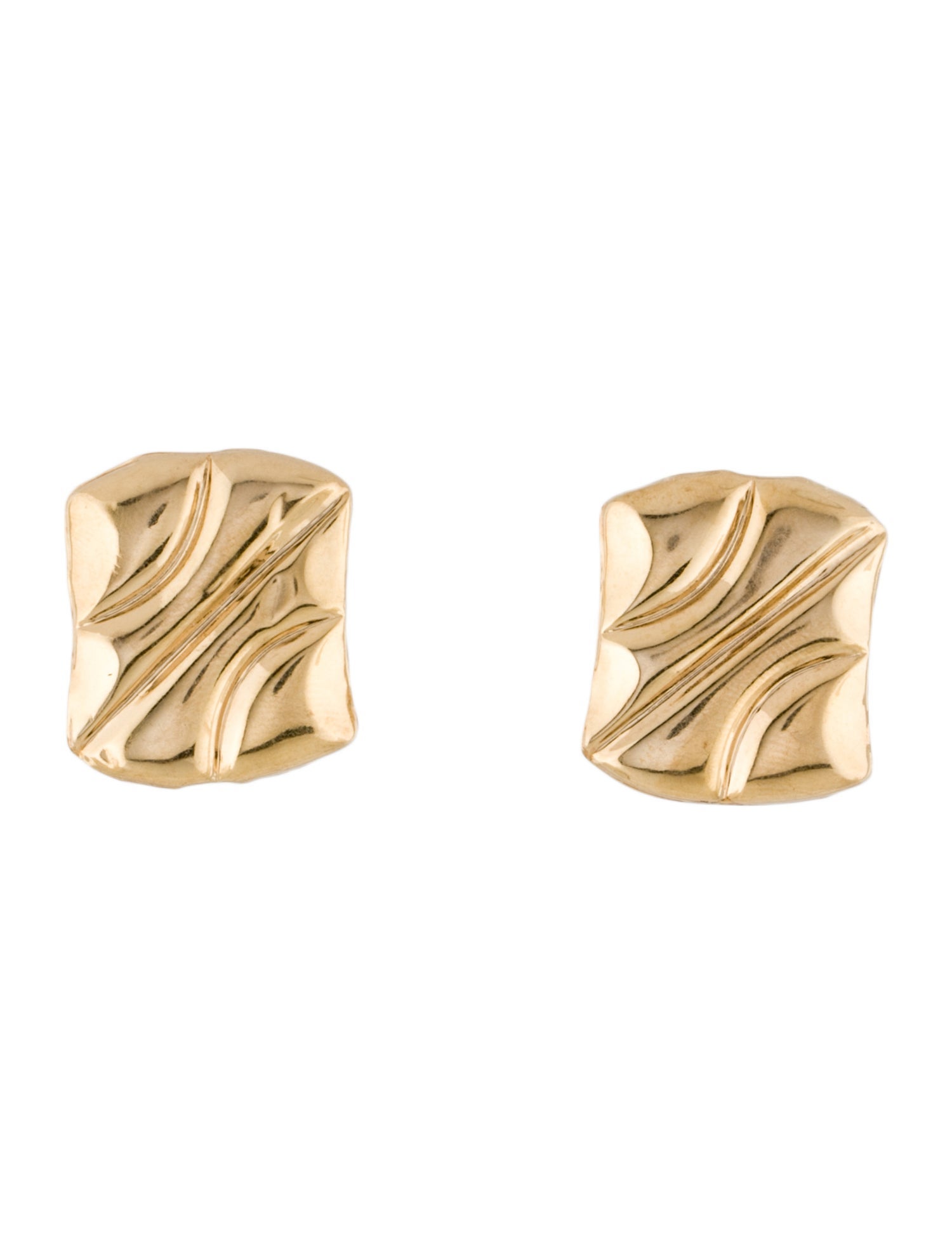 Earrings 14K Wavy Square Stud