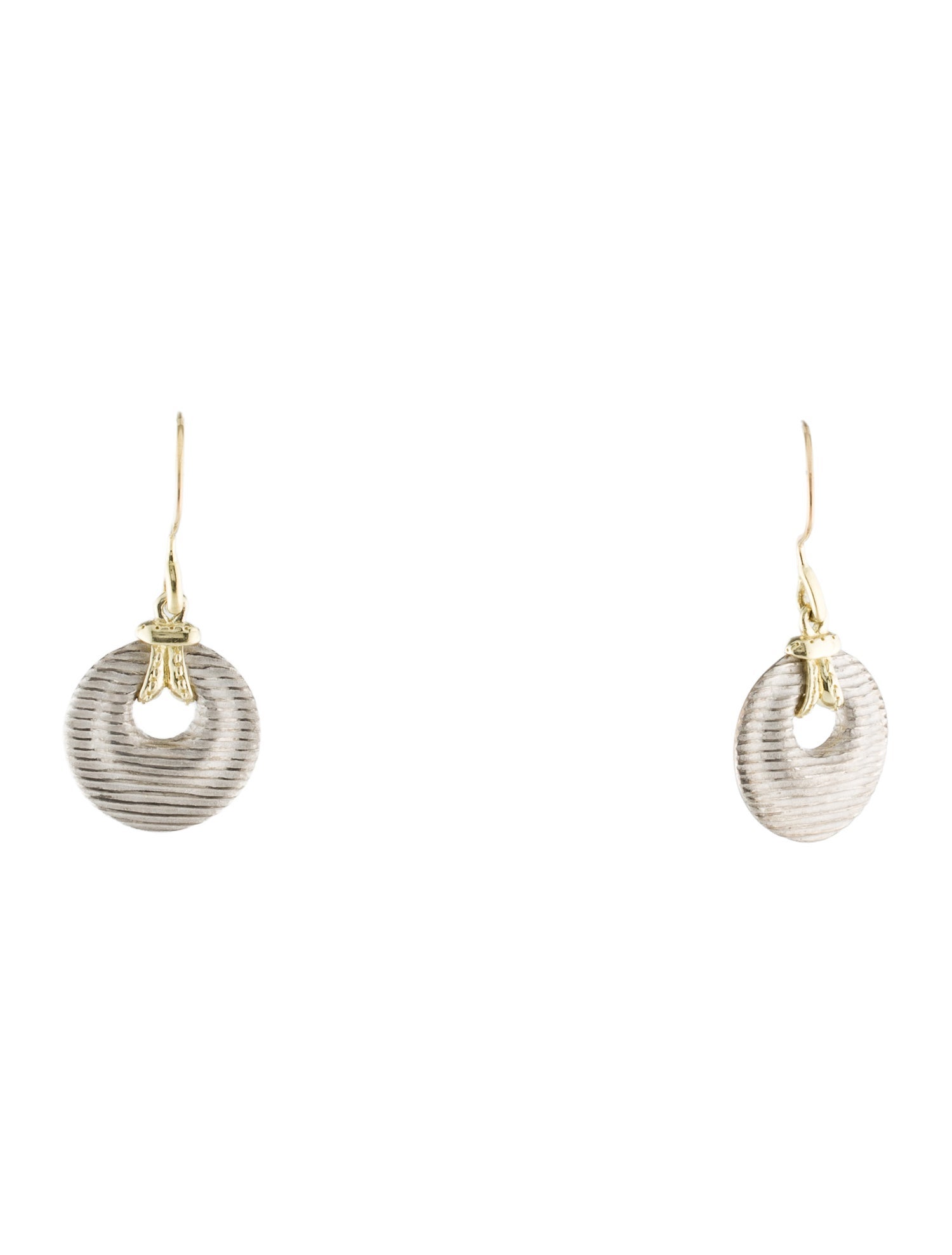 Paul Morelli Two-Tone Ridged Circle Drop Earrings