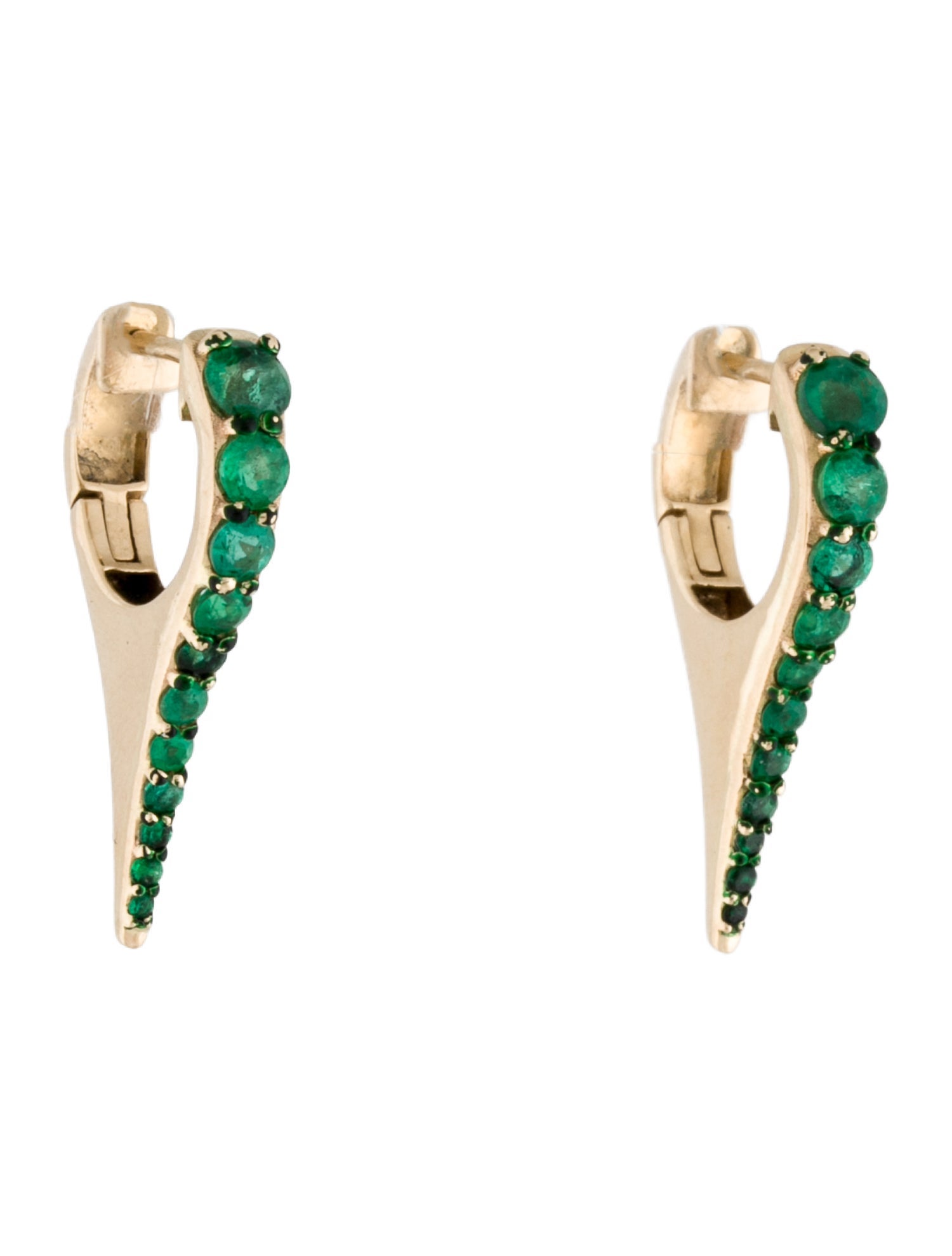 Earrings 14K Emerald Spike Huggie
