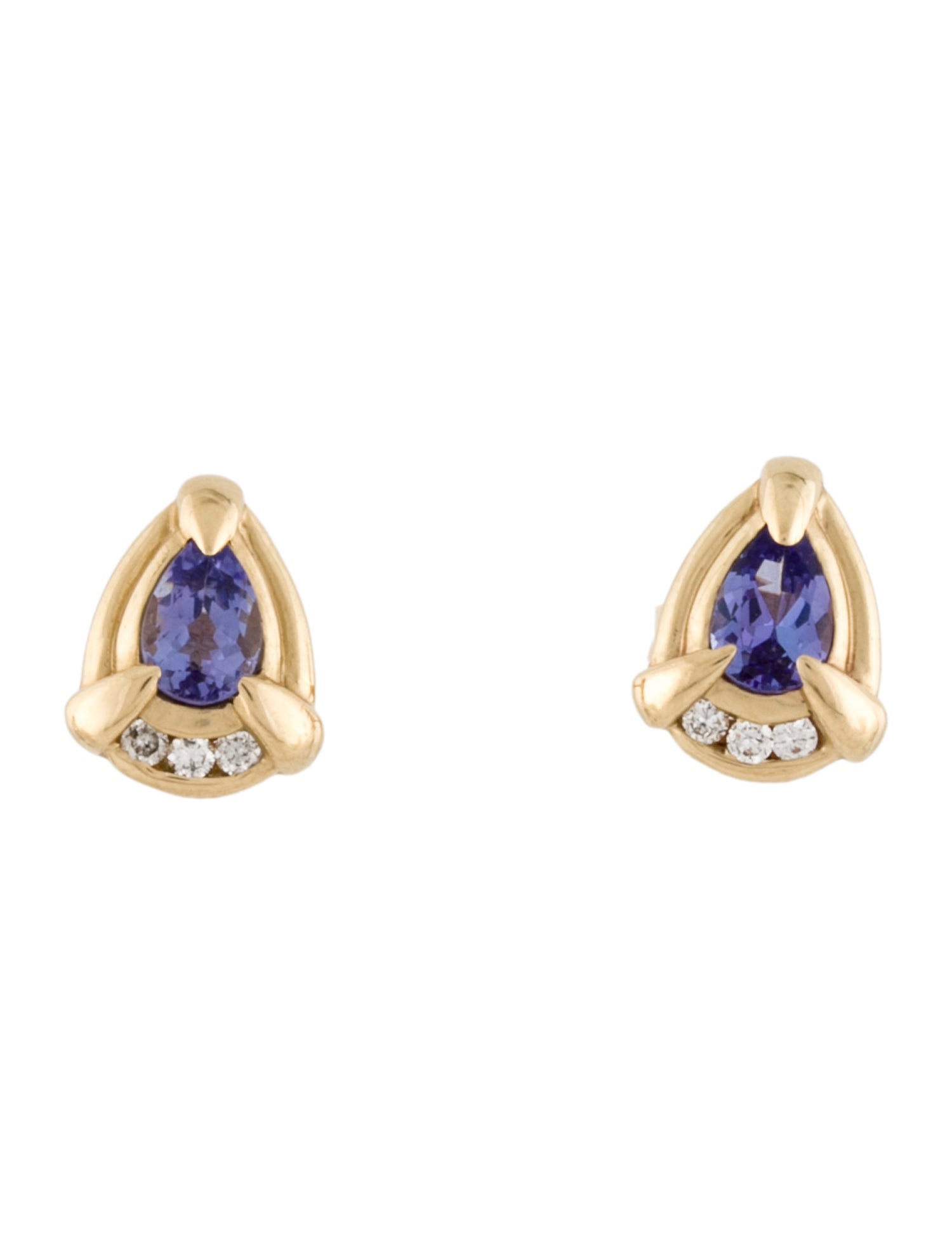Earrings 14K Tanzanite & Diamond Stud