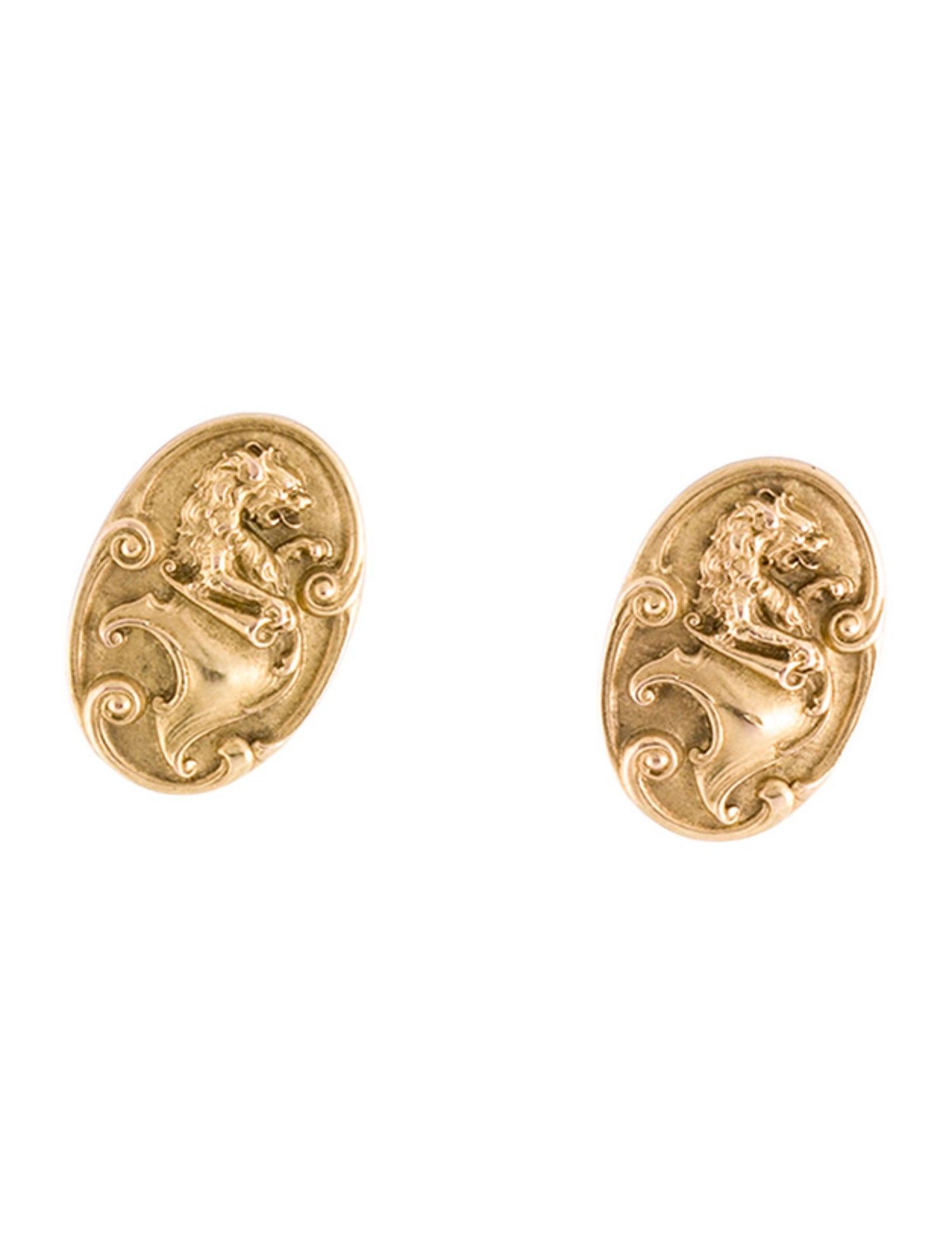 Earrings Vintage 18K Lion Stud