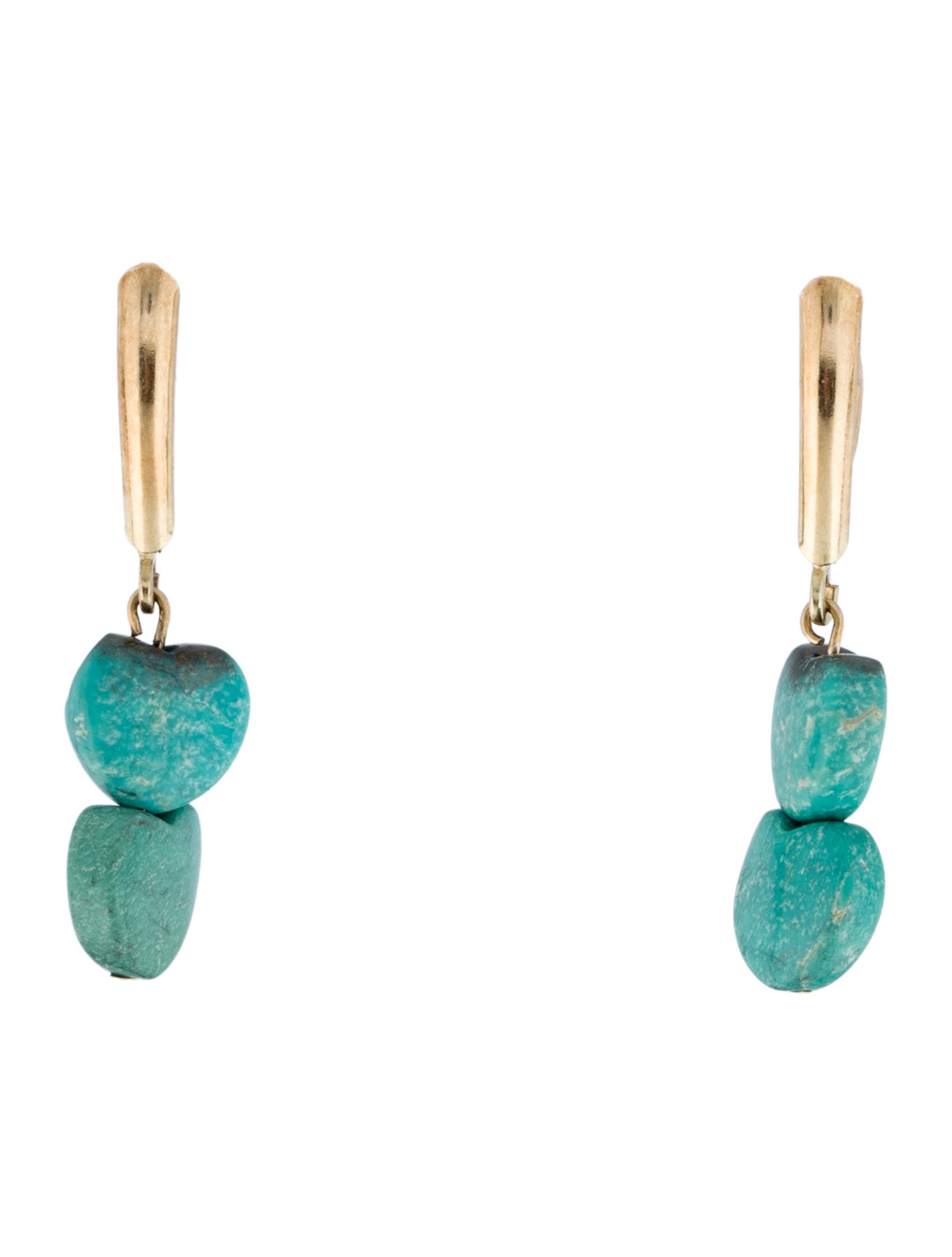 Earrings 14K Turquoise Heart Bead Drop Earrings