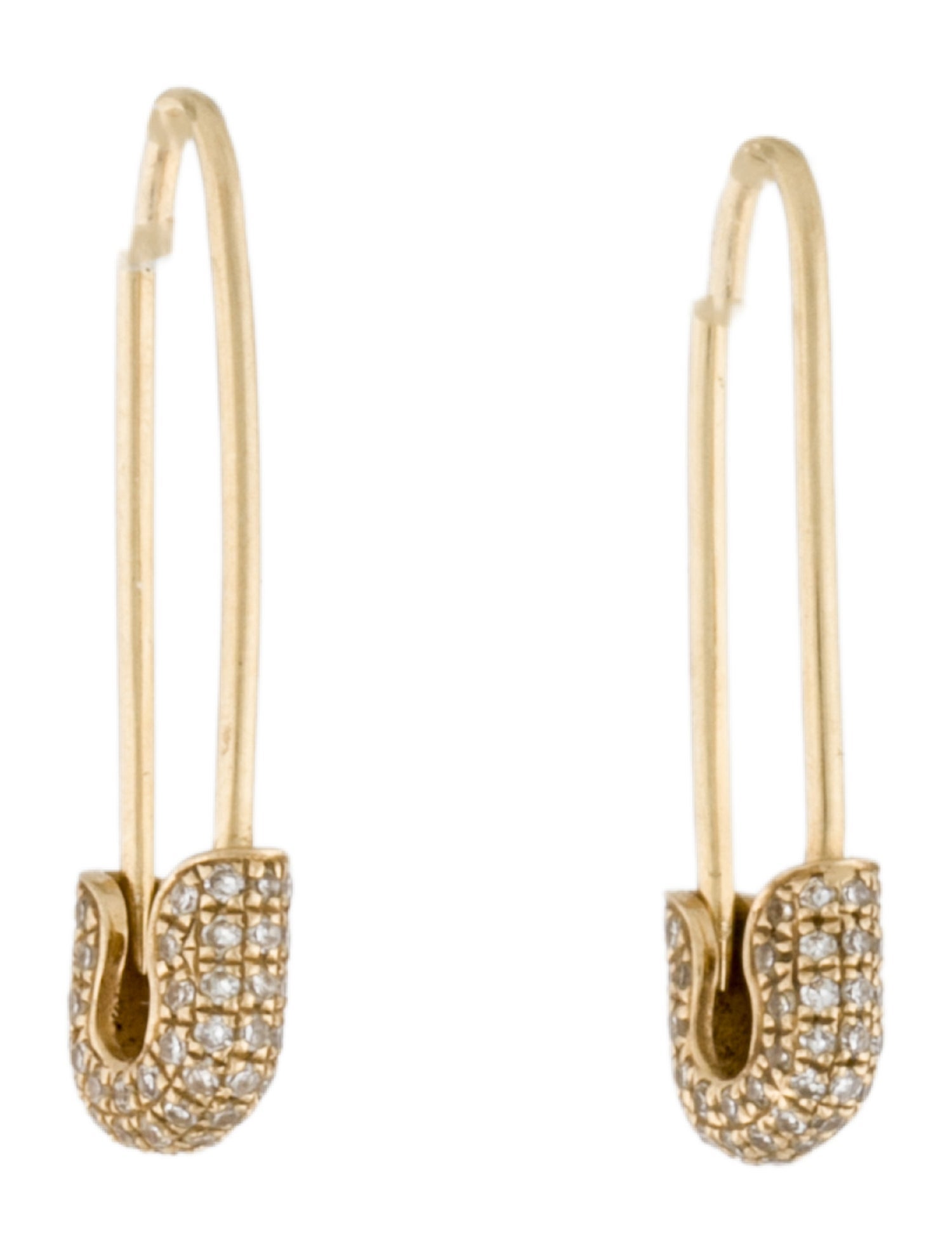 Earrings 14K Diamond Safety Pin